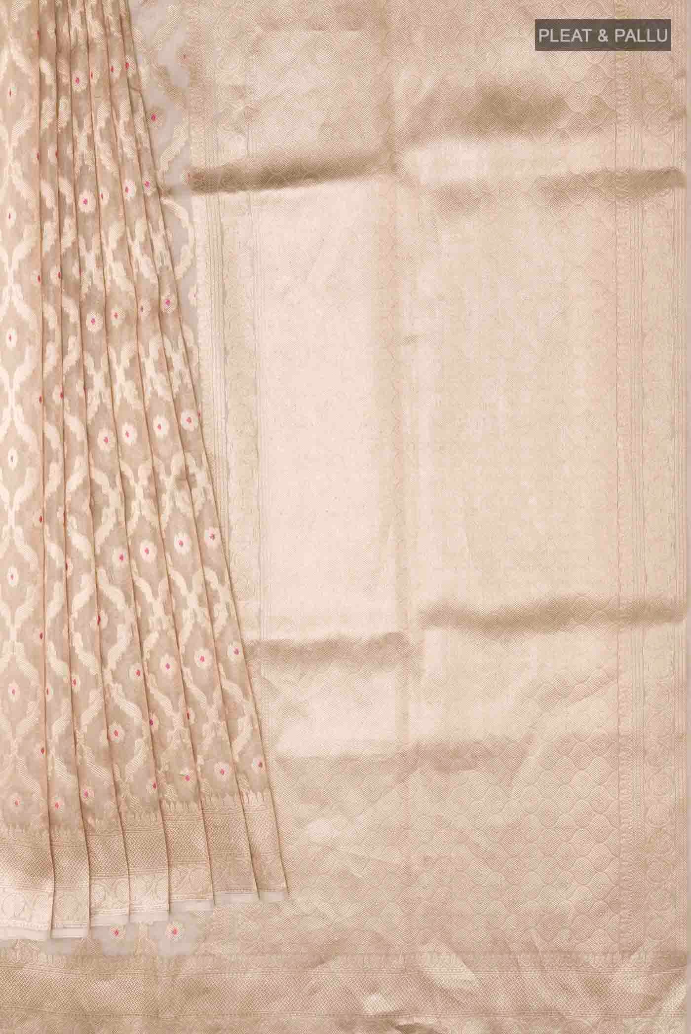 Beige Organza Silk Saree - Image 4