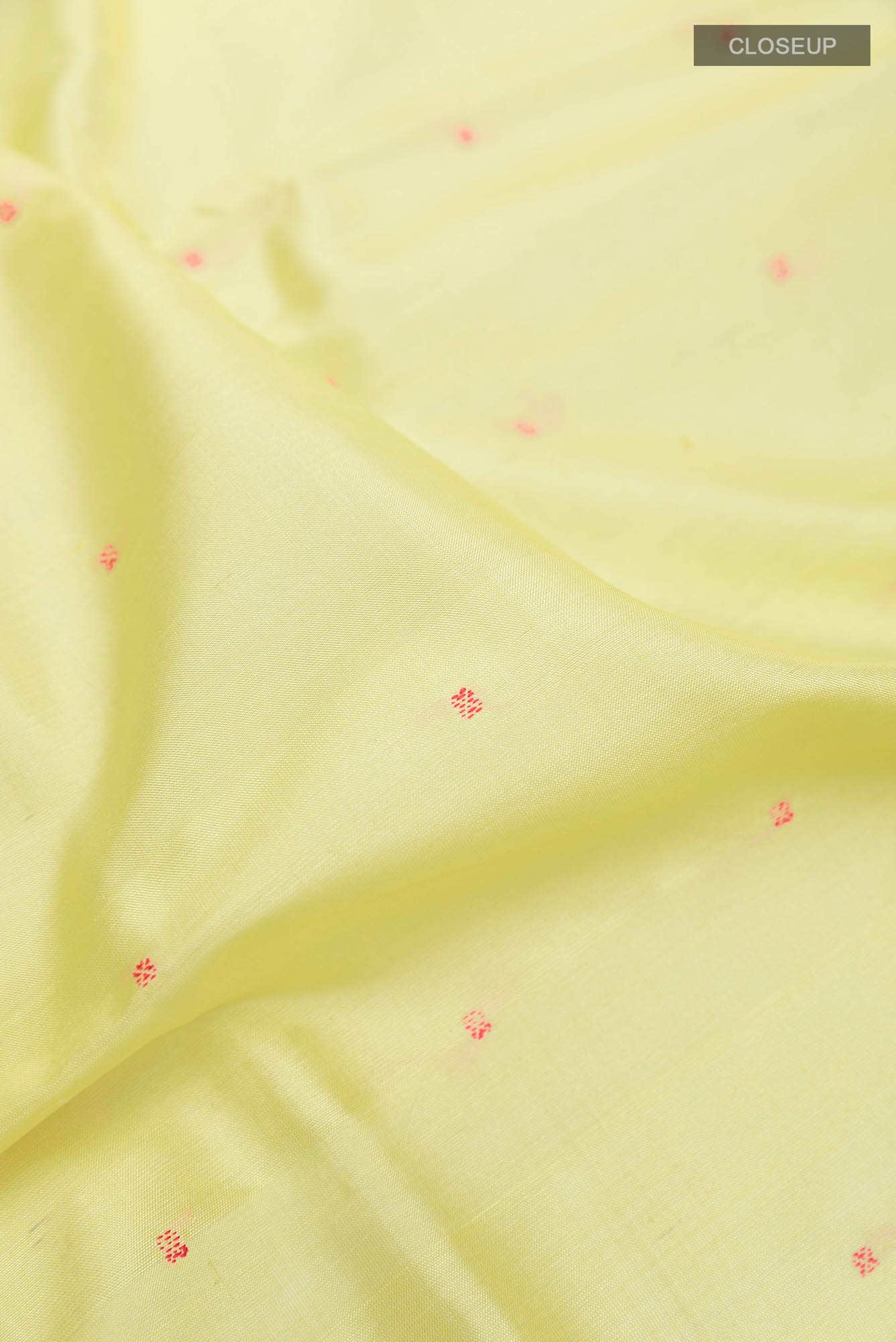 Lemon Yellow Orissa Silk Saree - Image 3