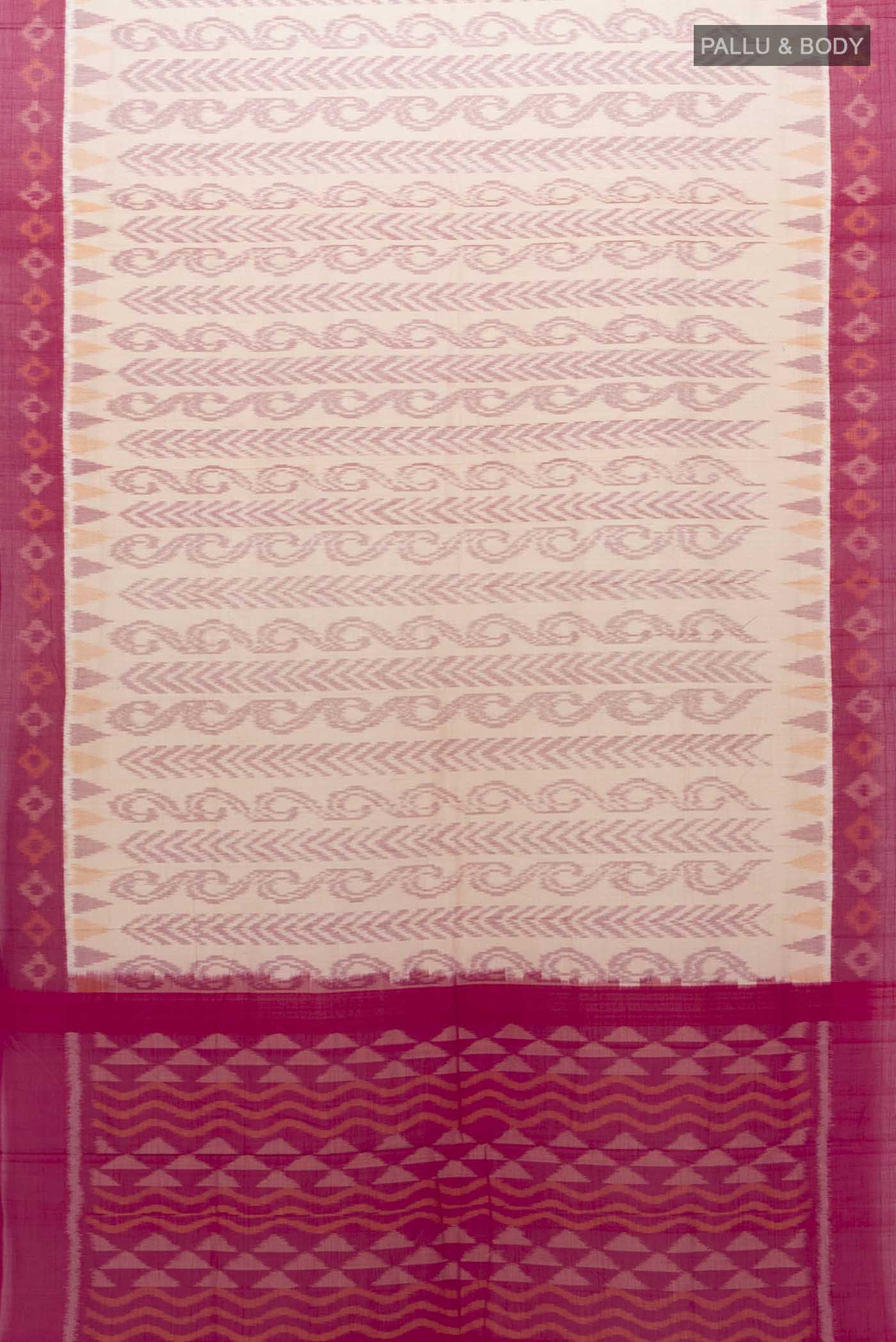 Beige Pochampally Cotton Saree - Image 5