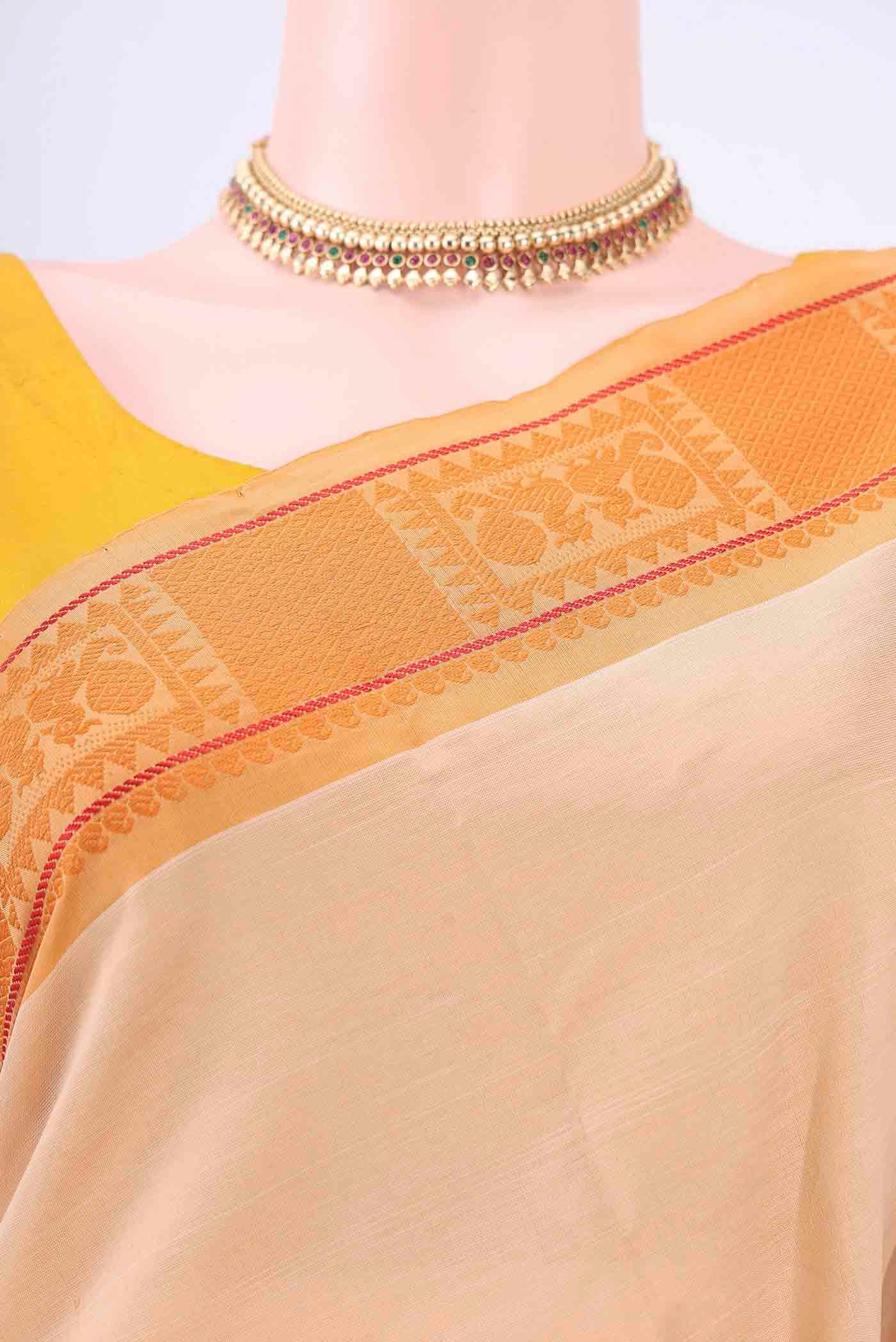 Beige Poly Cotton Saree - Image 2