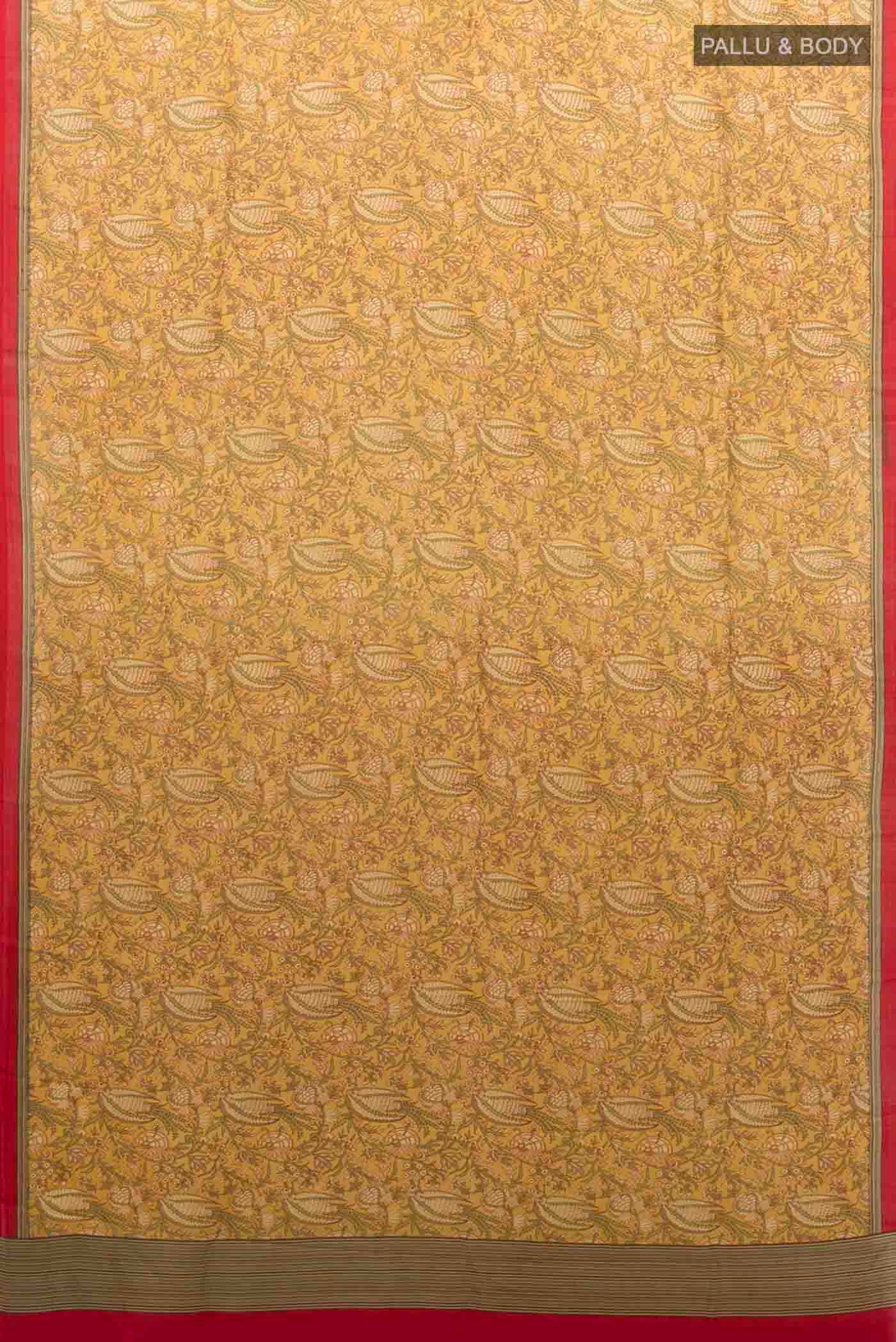 Beige Printed Silk Saree - Image 5