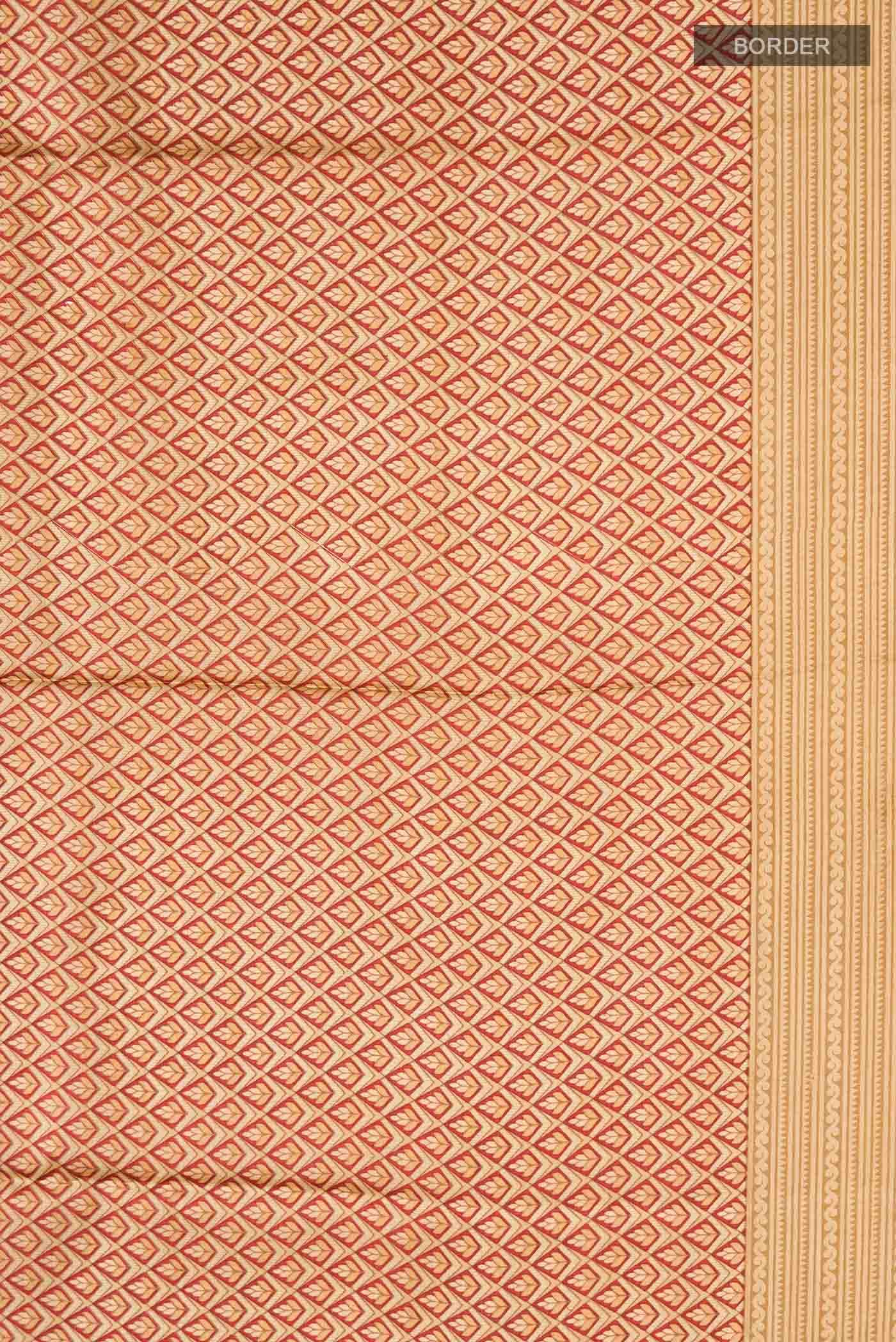 Beige Printed Silk Saree - Image 4