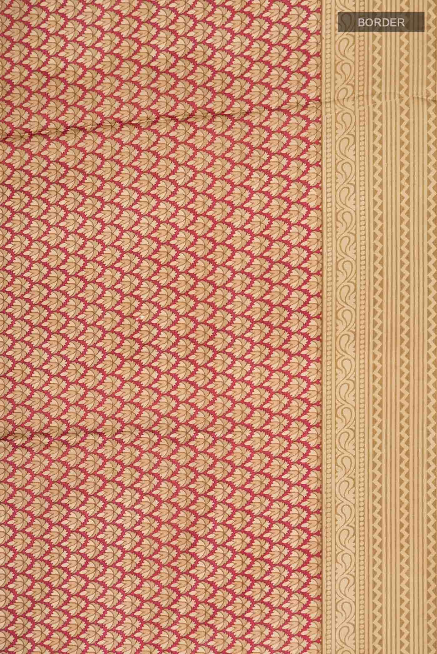 Beige Printed Silk Saree - Image 4