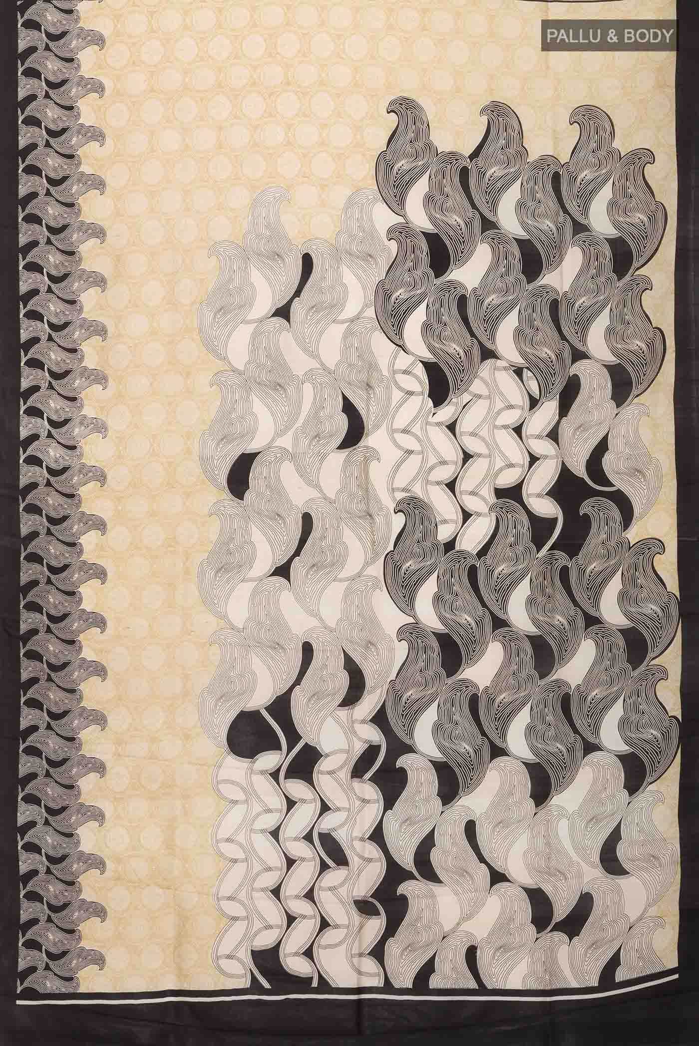 Beige Printed Silk Saree - Image 2