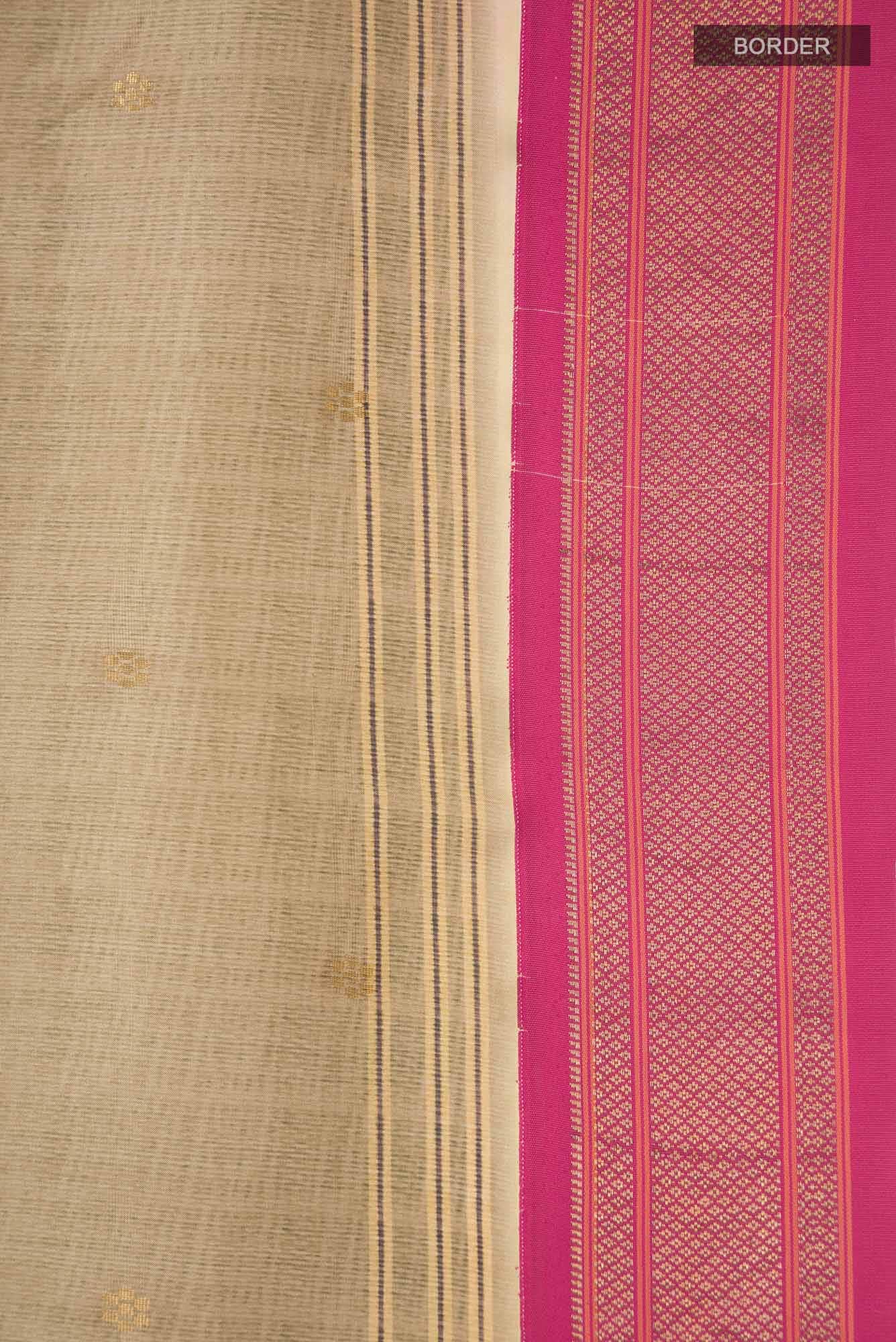 Beige Printed Silk Saree - Image 5