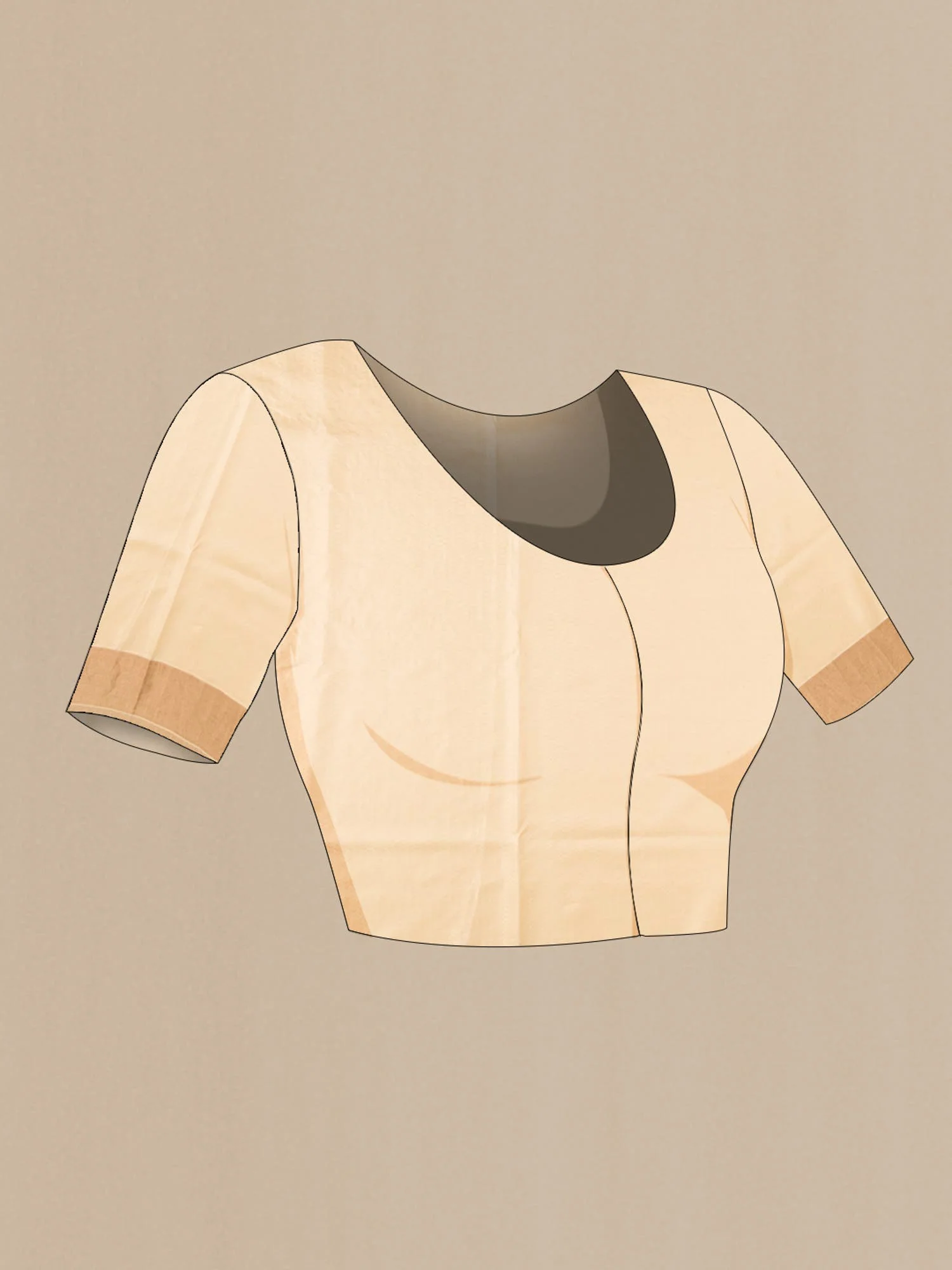 Beige Printed Silk Saree - Image 6