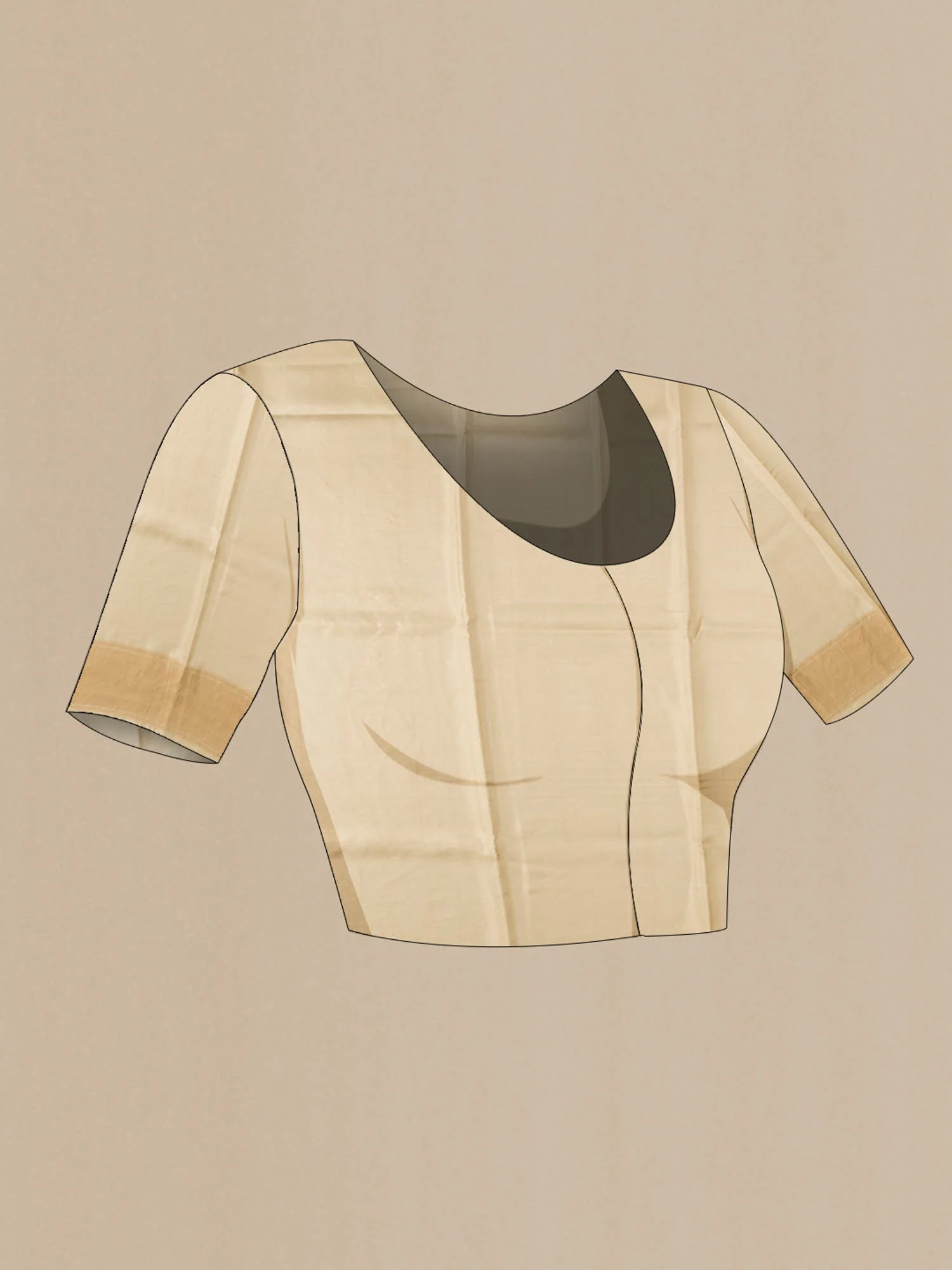 Beige Printed Silk Saree - Image 6