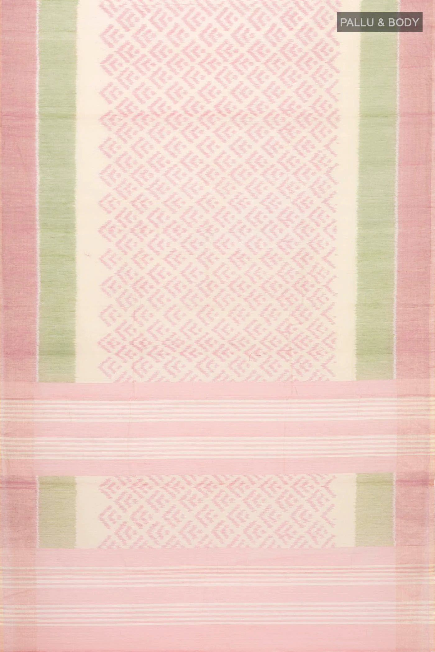Beige Silk Cotton Saree - Image 3