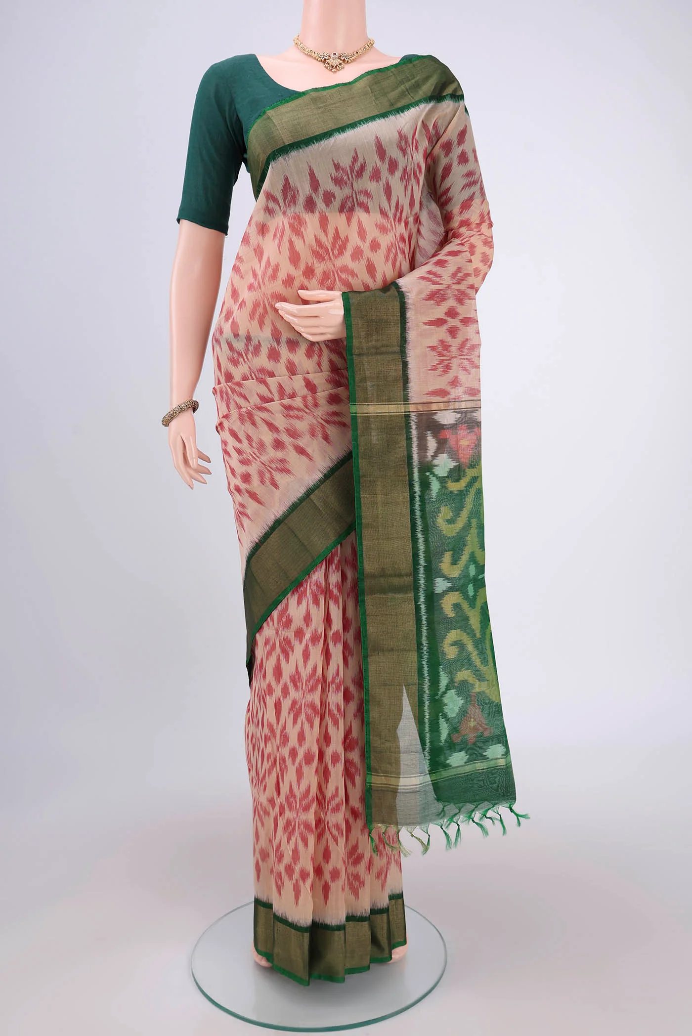 Beige Silk Cotton Saree