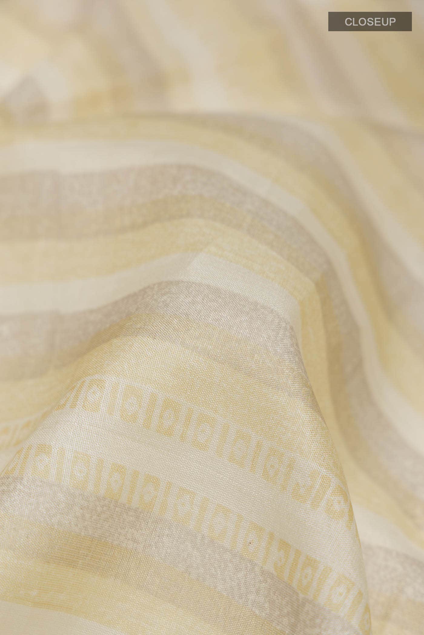 Beige Silk Cotton Saree - Image 2