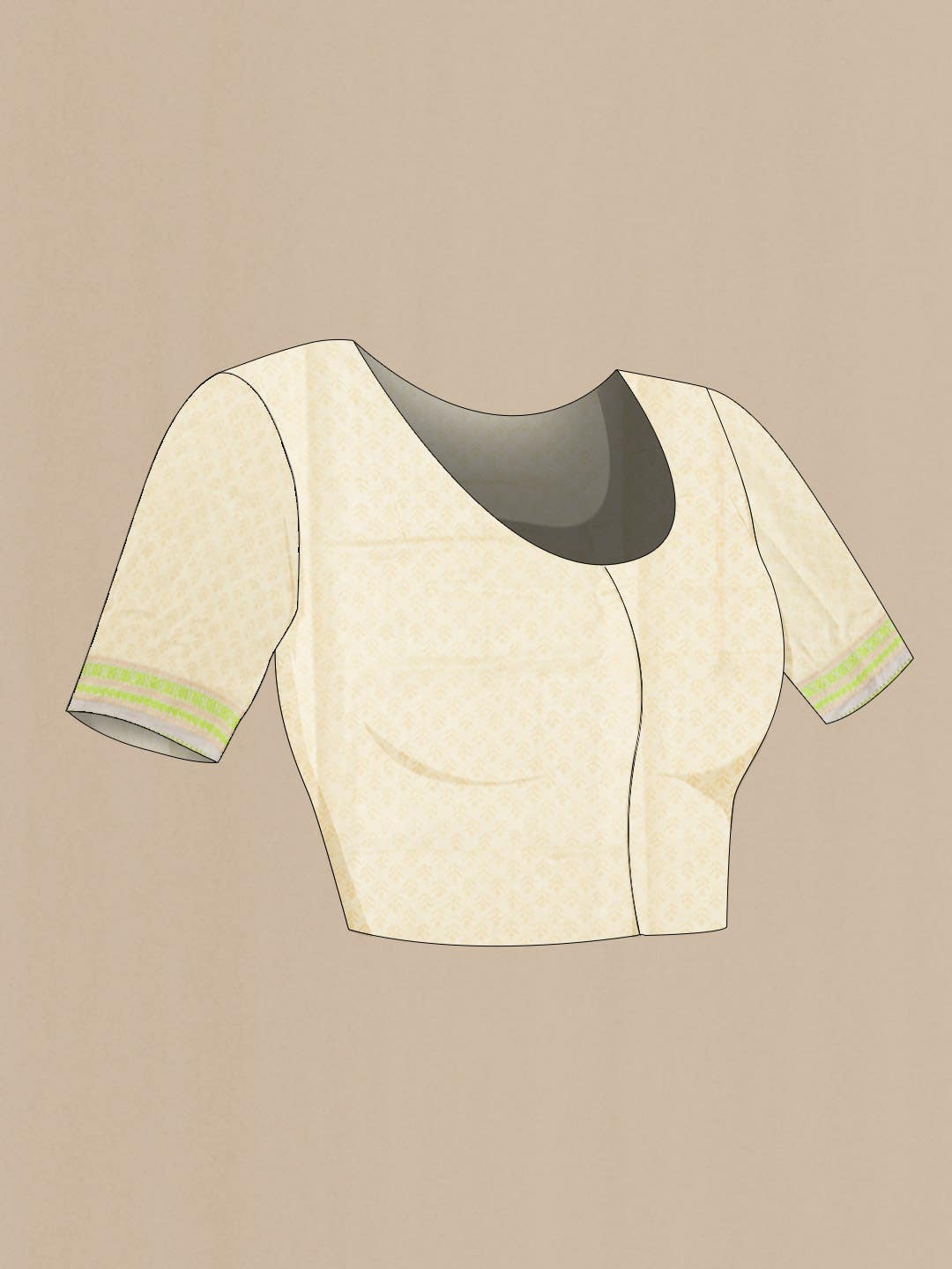 Beige Silk Cotton Saree - Image 5