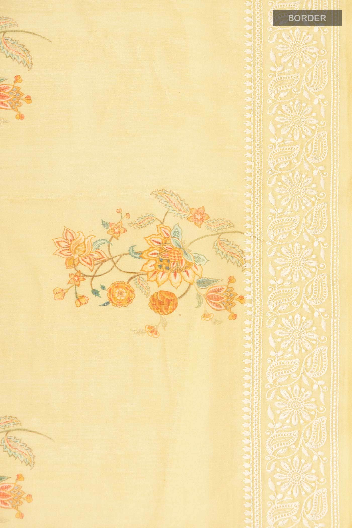 Beige Silk Cotton Saree - Image 4