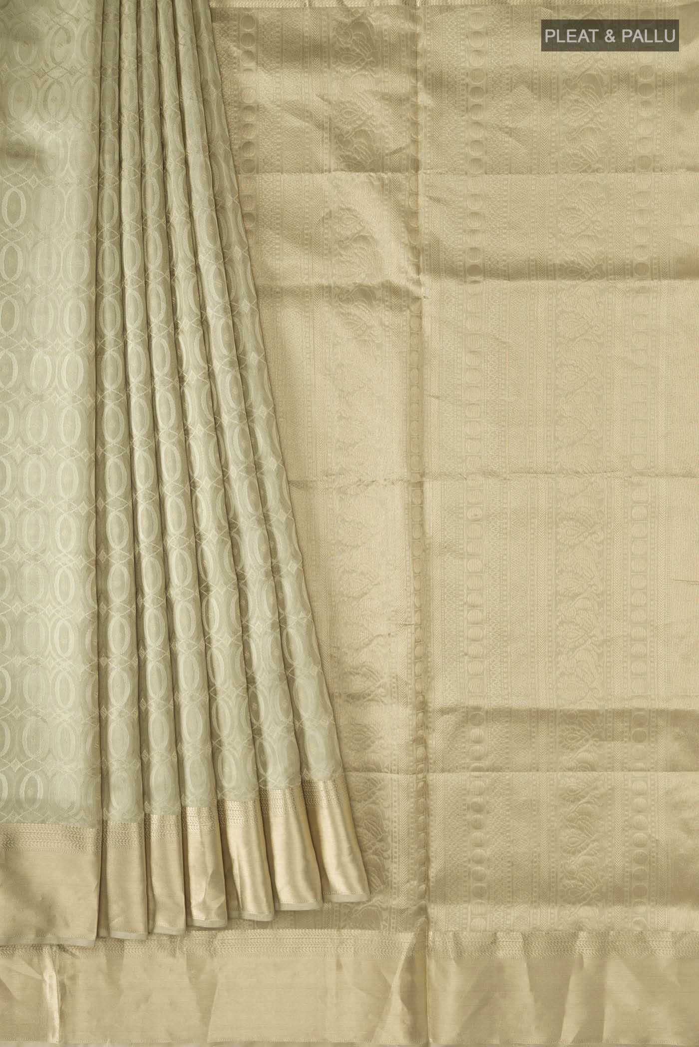 Beige Soft Silk Saree - Image 4