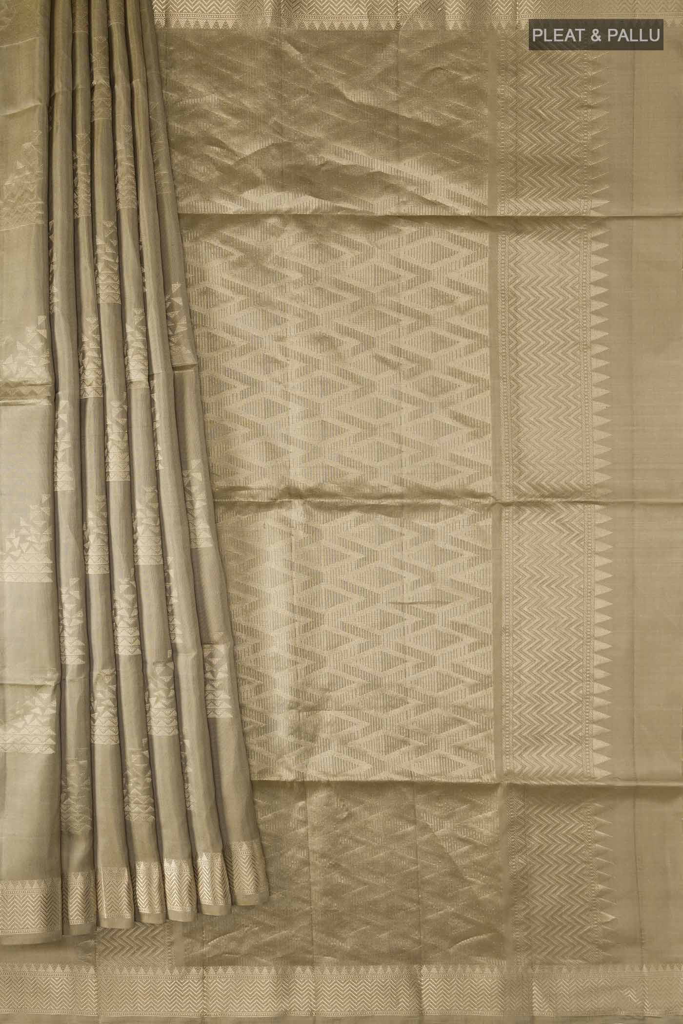 Beige Soft Silk Saree - Image 4