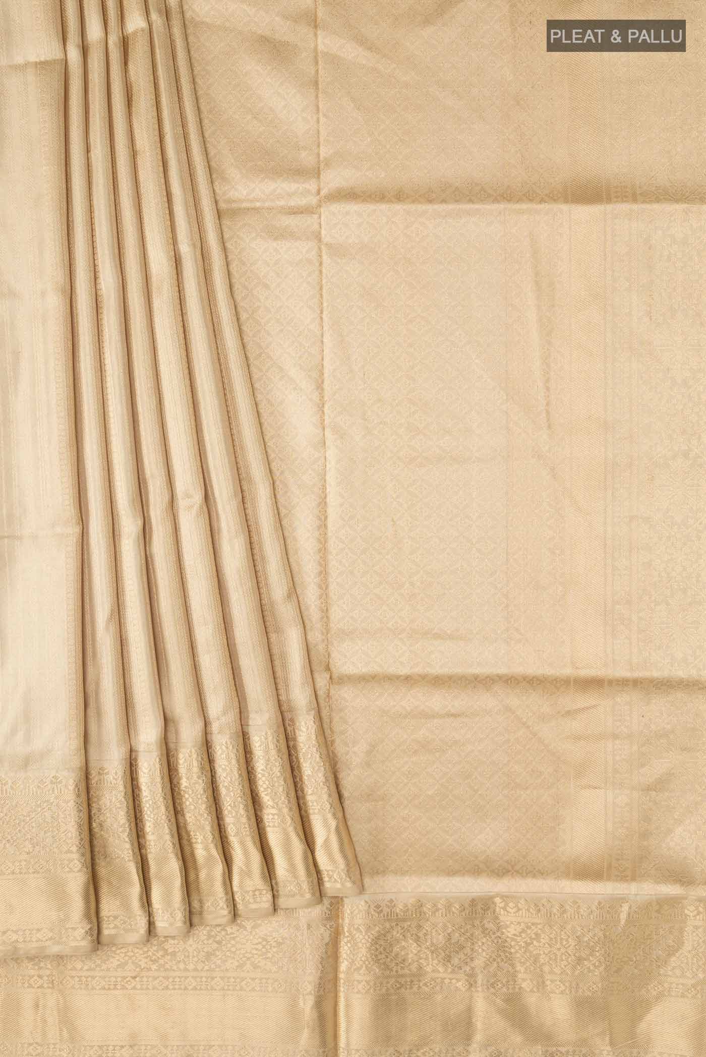 Beige Soft Silk Saree - Image 4