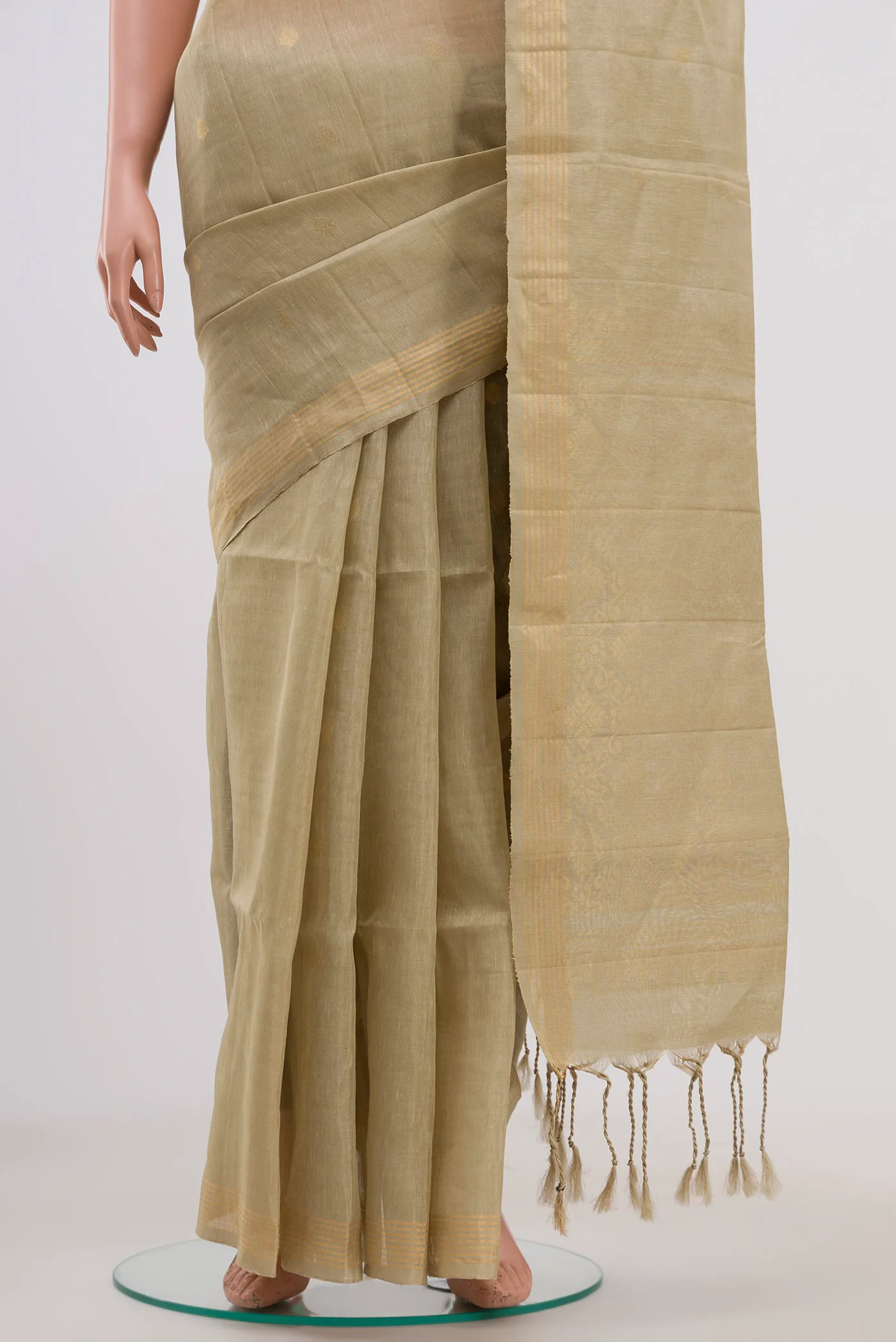 Beige Soft Silk Saree - Image 3