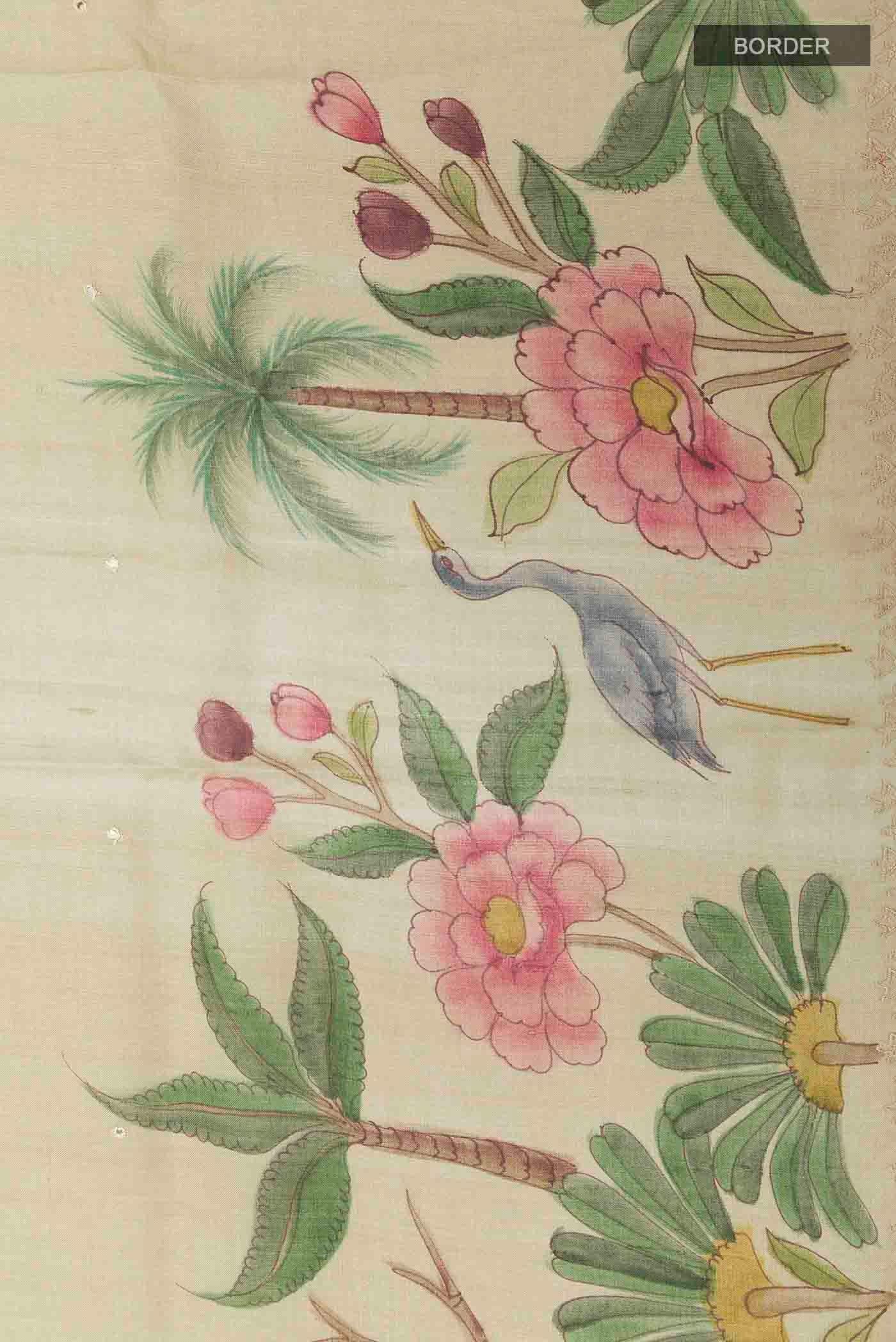 Beige Tussar Saree - Image 3