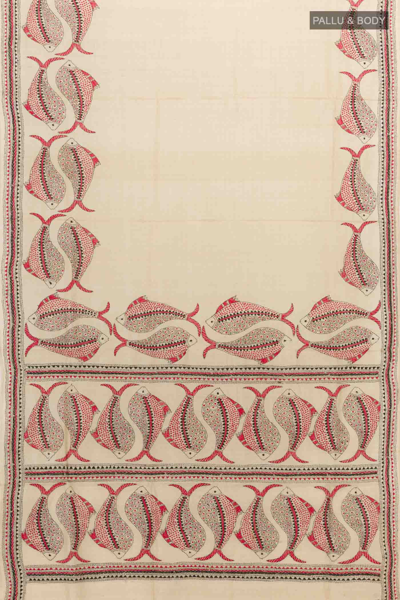 Beige Tussar Saree - Image 4