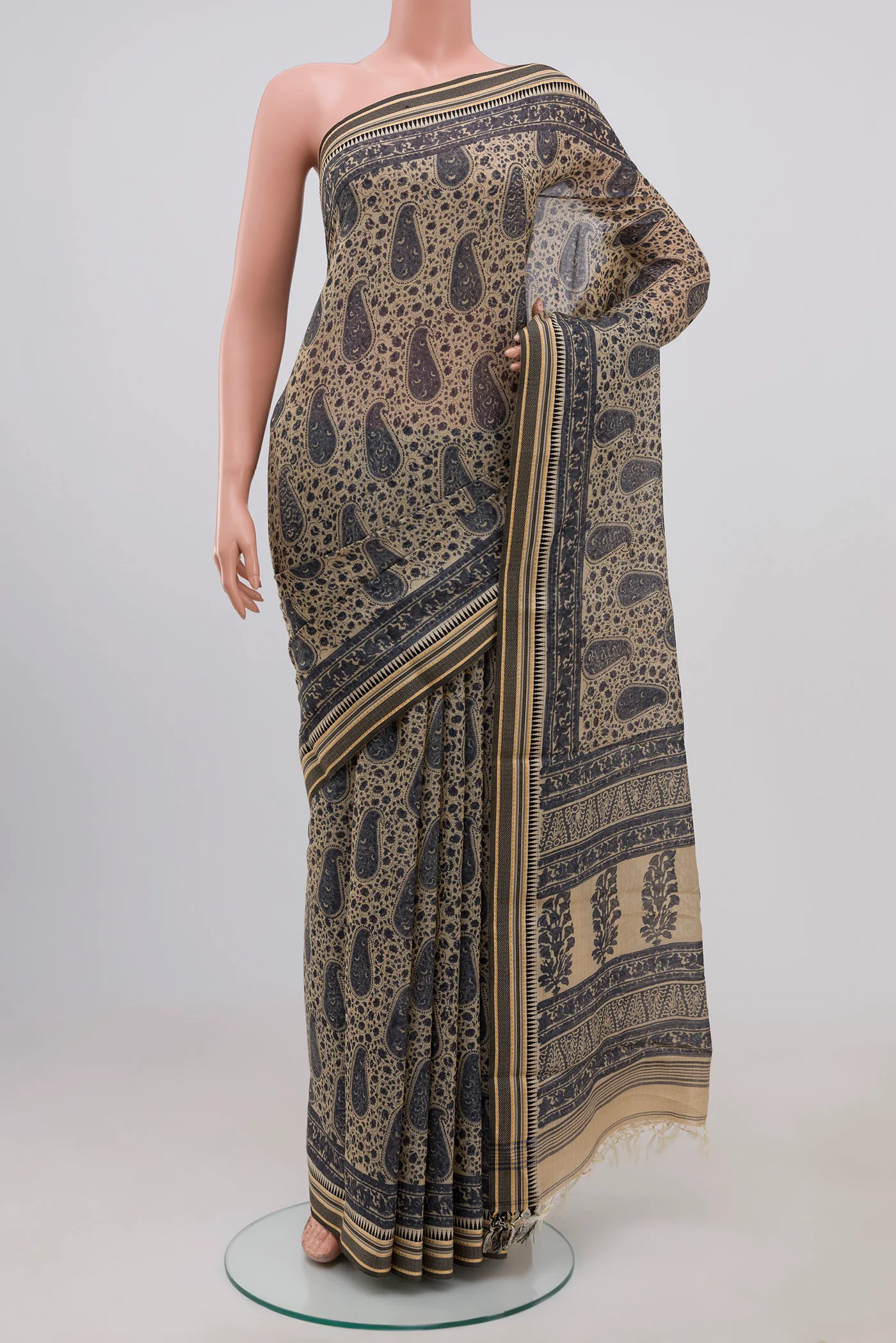 Beige Tussar Saree