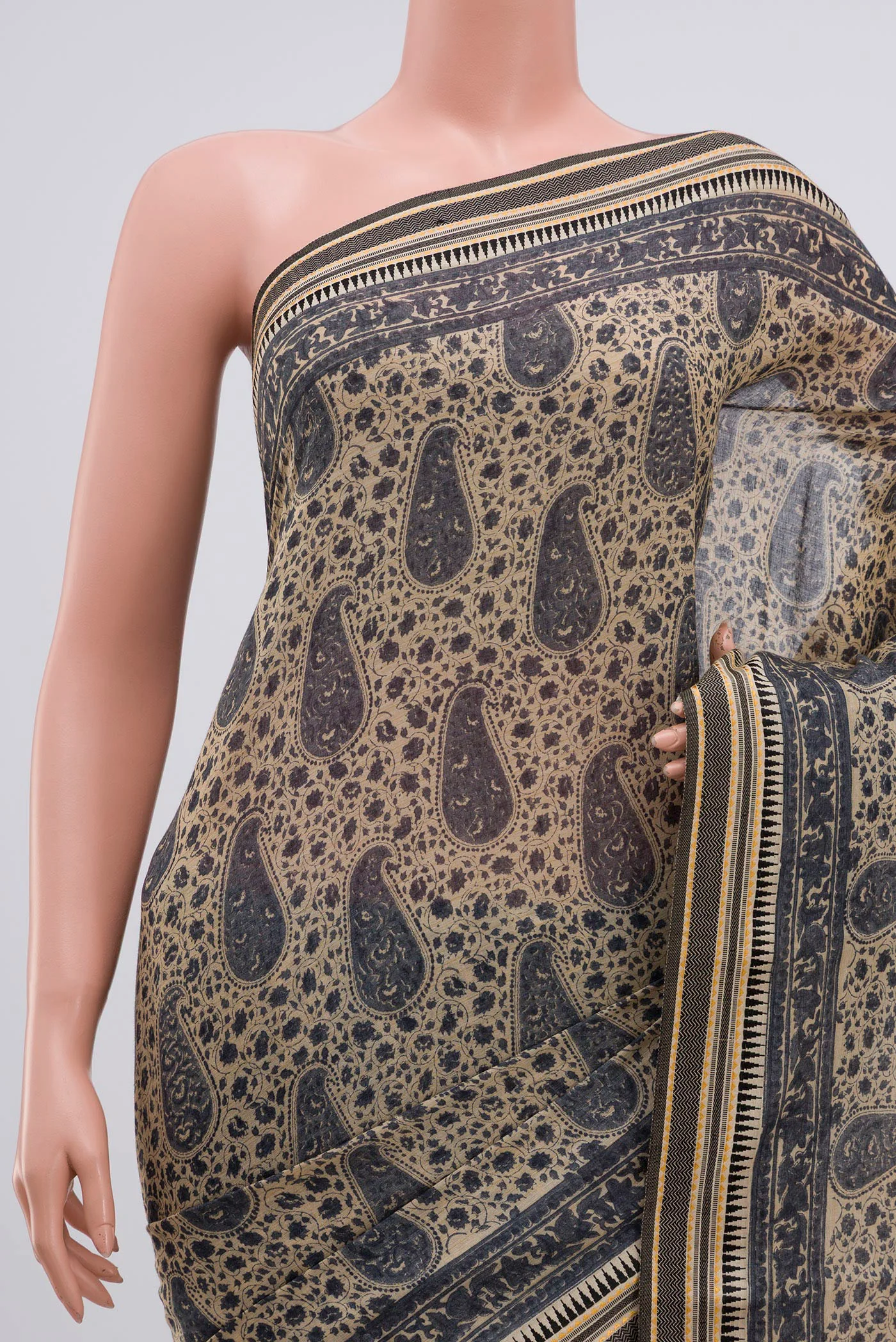 Beige Tussar Saree - Image 2