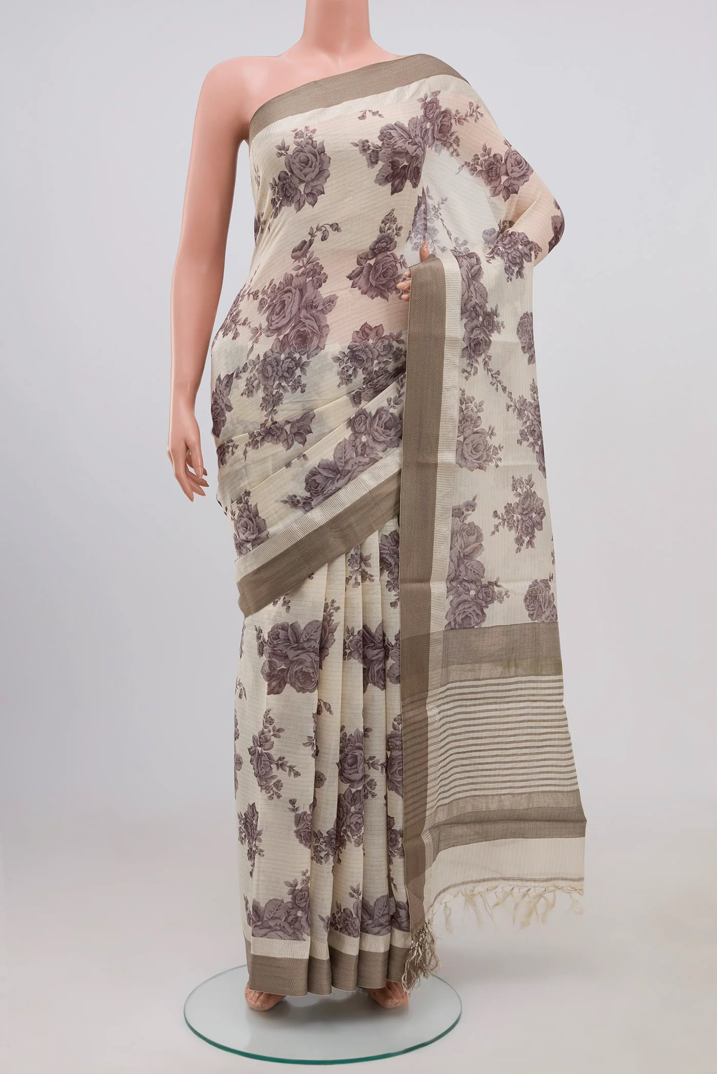Cream Tussar Saree