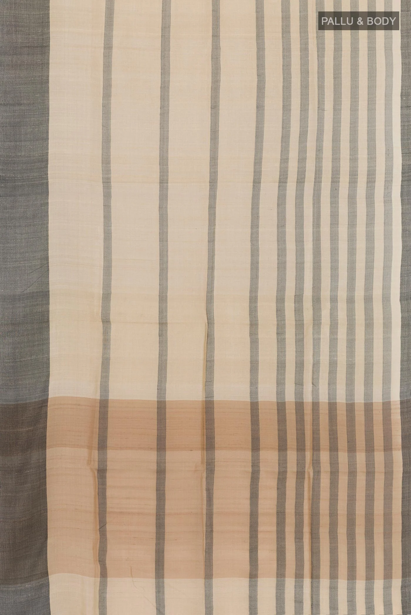 Beige Tussar Silk Saree - Image 3