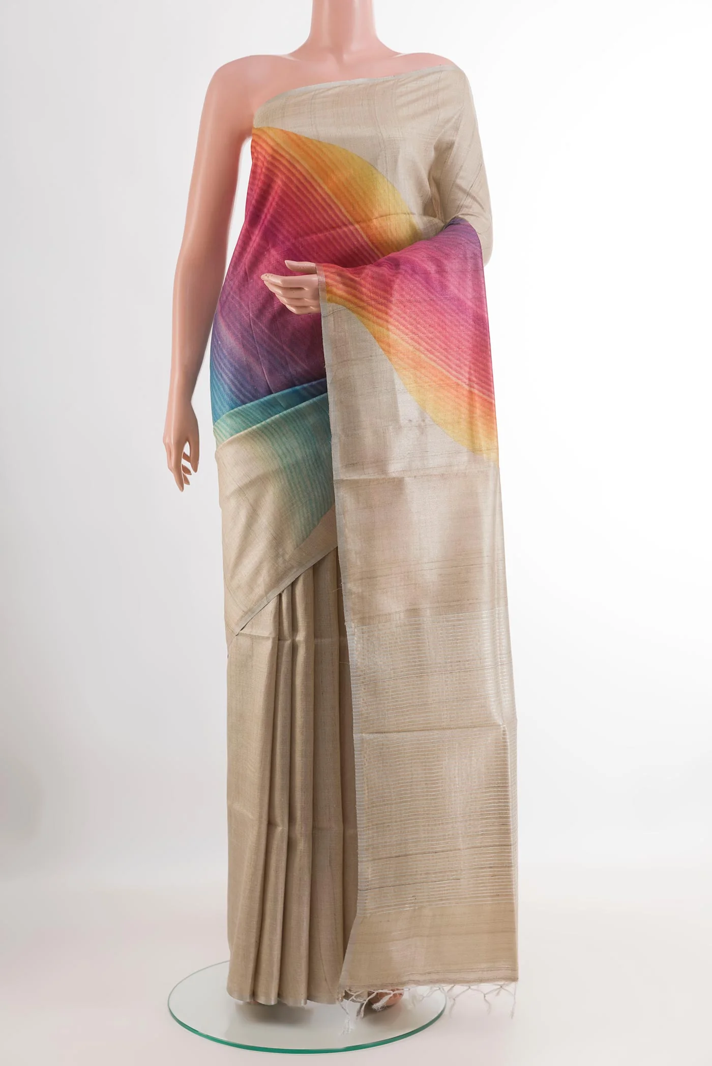 Multi Color Tussar Silk Saree