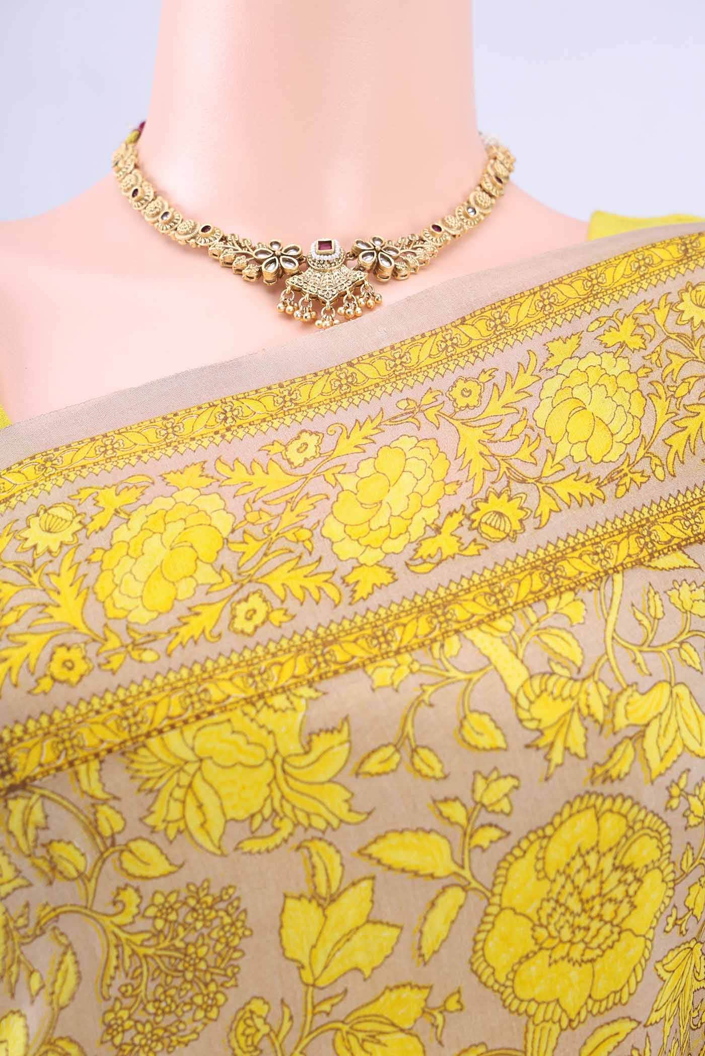Beige Tussar Saree - Image 3