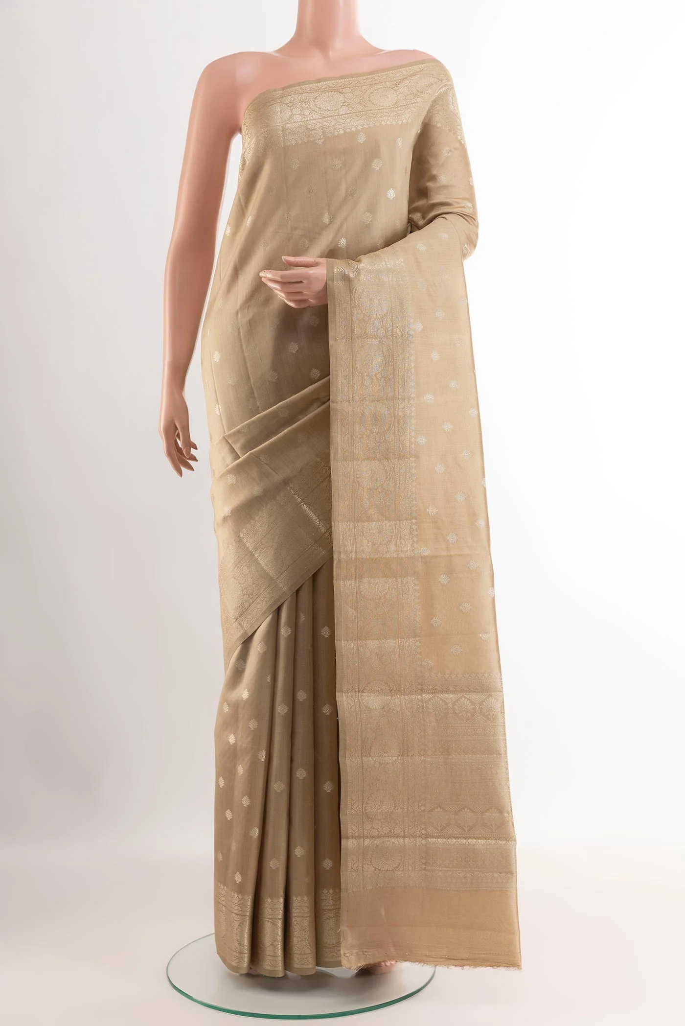 Beige Banarasi Raw Silk Saree