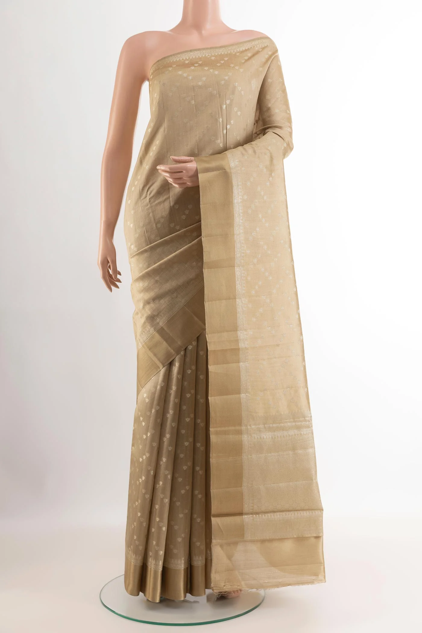 Beige Banarasi Raw Silk Saree
