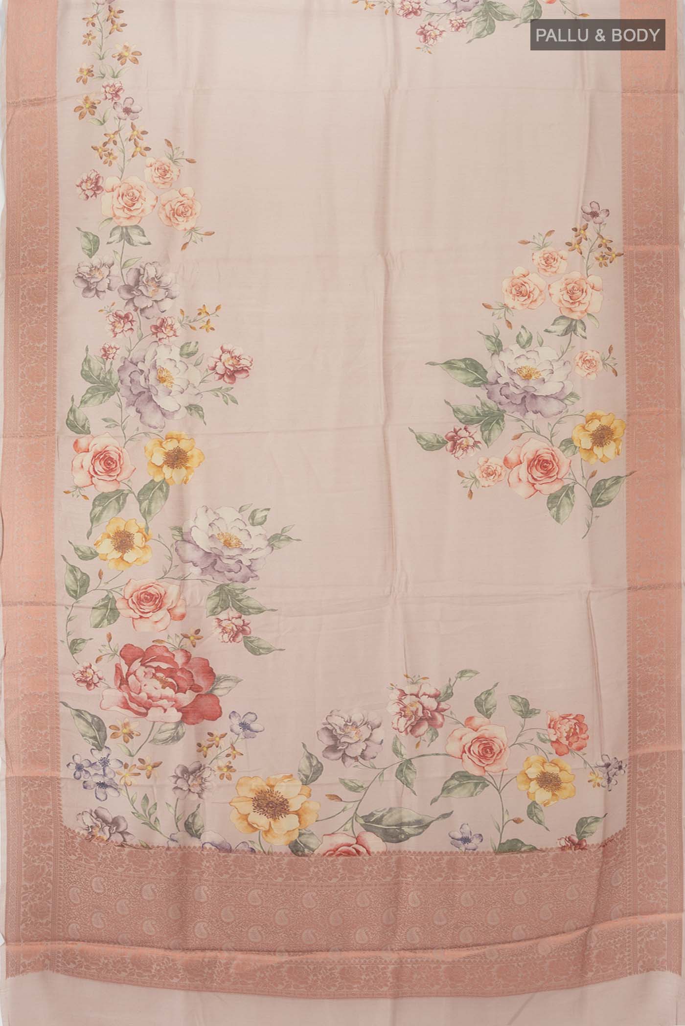 Rose Gold Tussar Silk Saree - Image 5