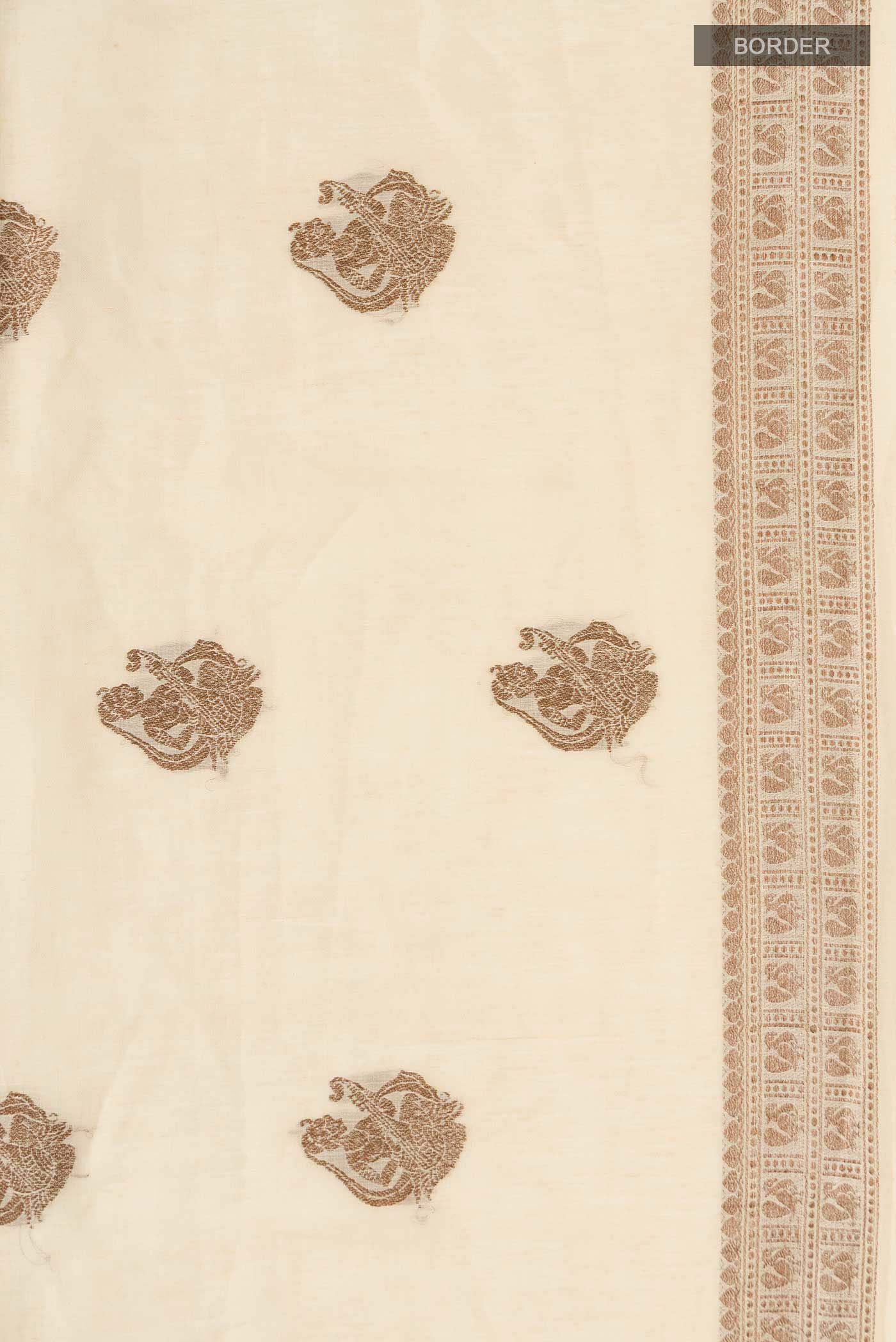 Beige Tussar Silk Saree - Image 3