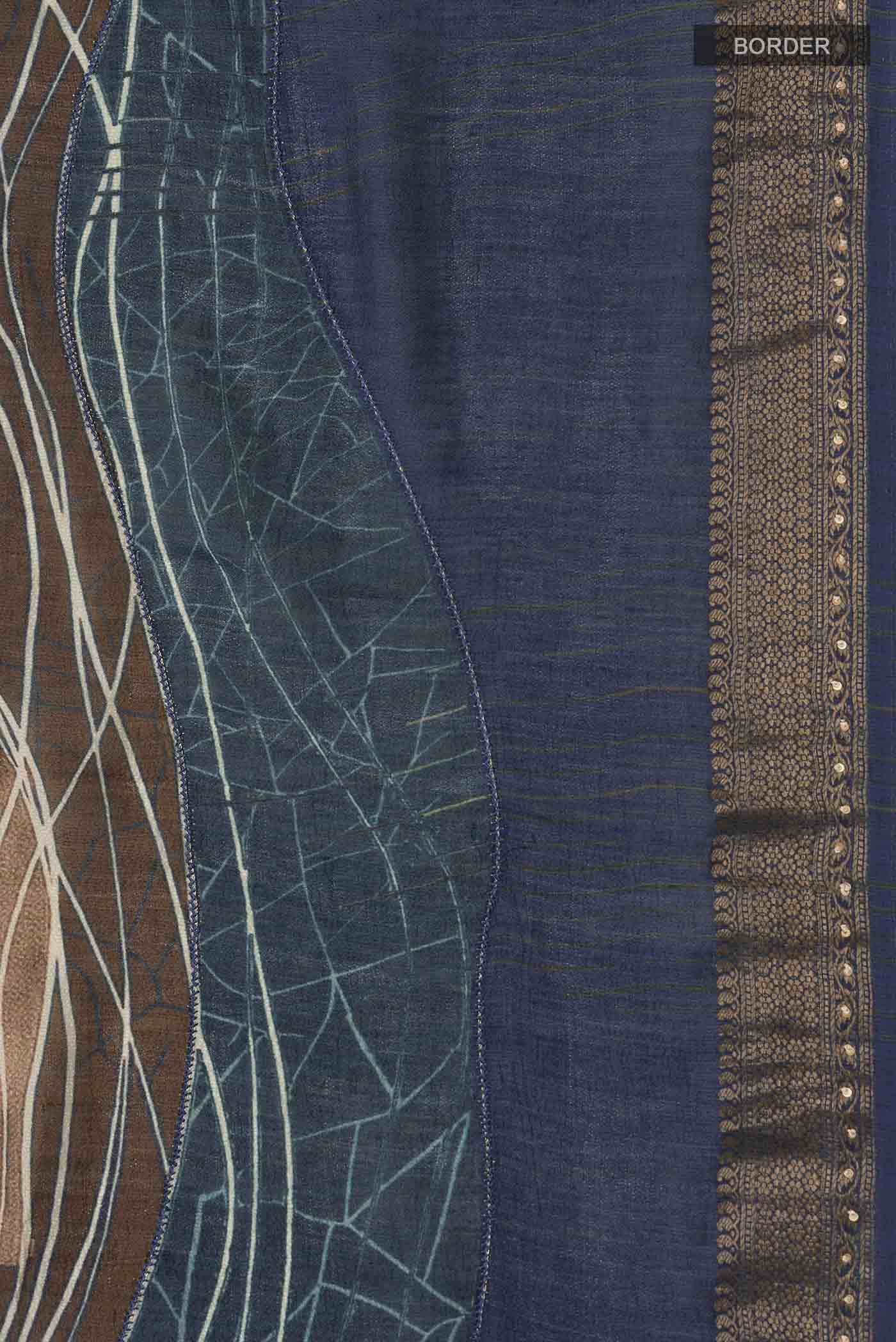 Beige Tussar Silk Saree - Image 3