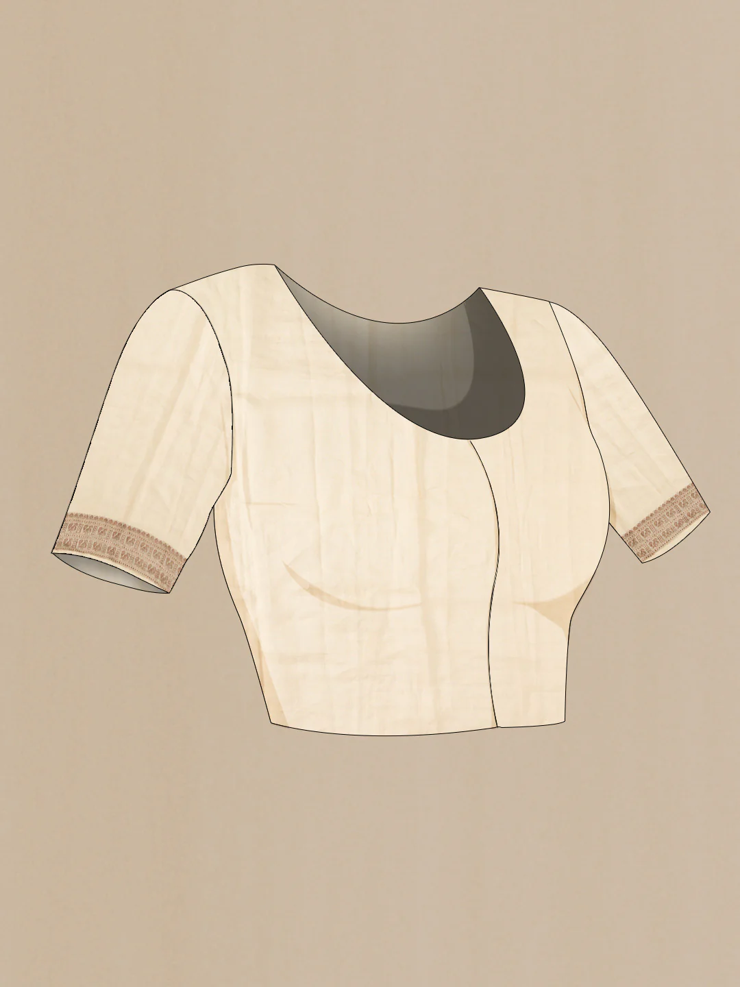 Beige Tussar Silk Saree - Image 4