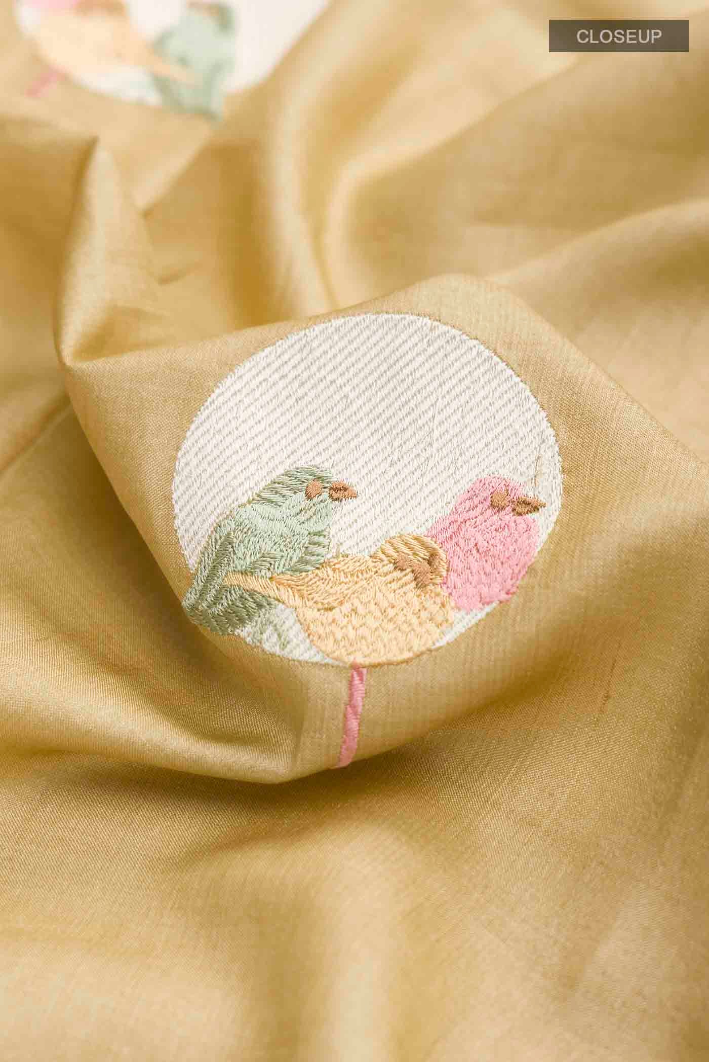 Beige Tussar Silk Saree - Image 2