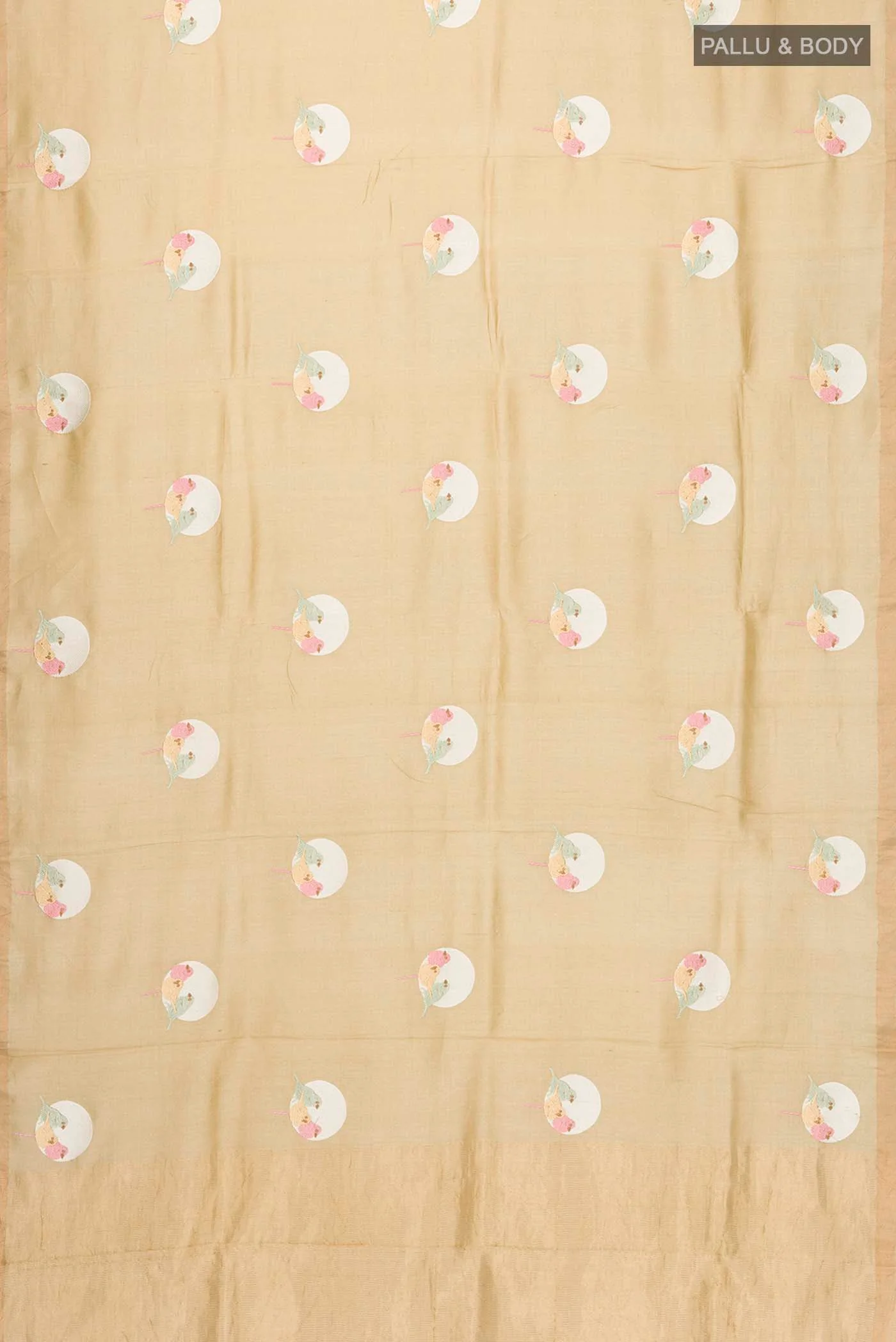 Beige Tussar Silk Saree - Image 6
