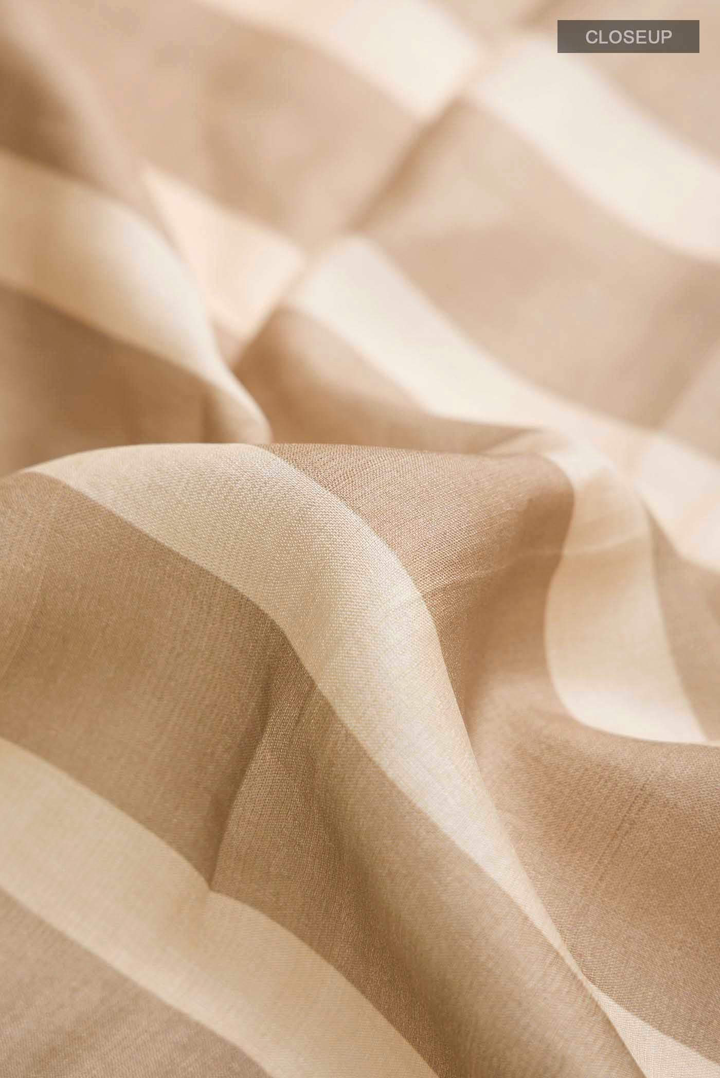 Beige Tussar Silk Saree - Image 2