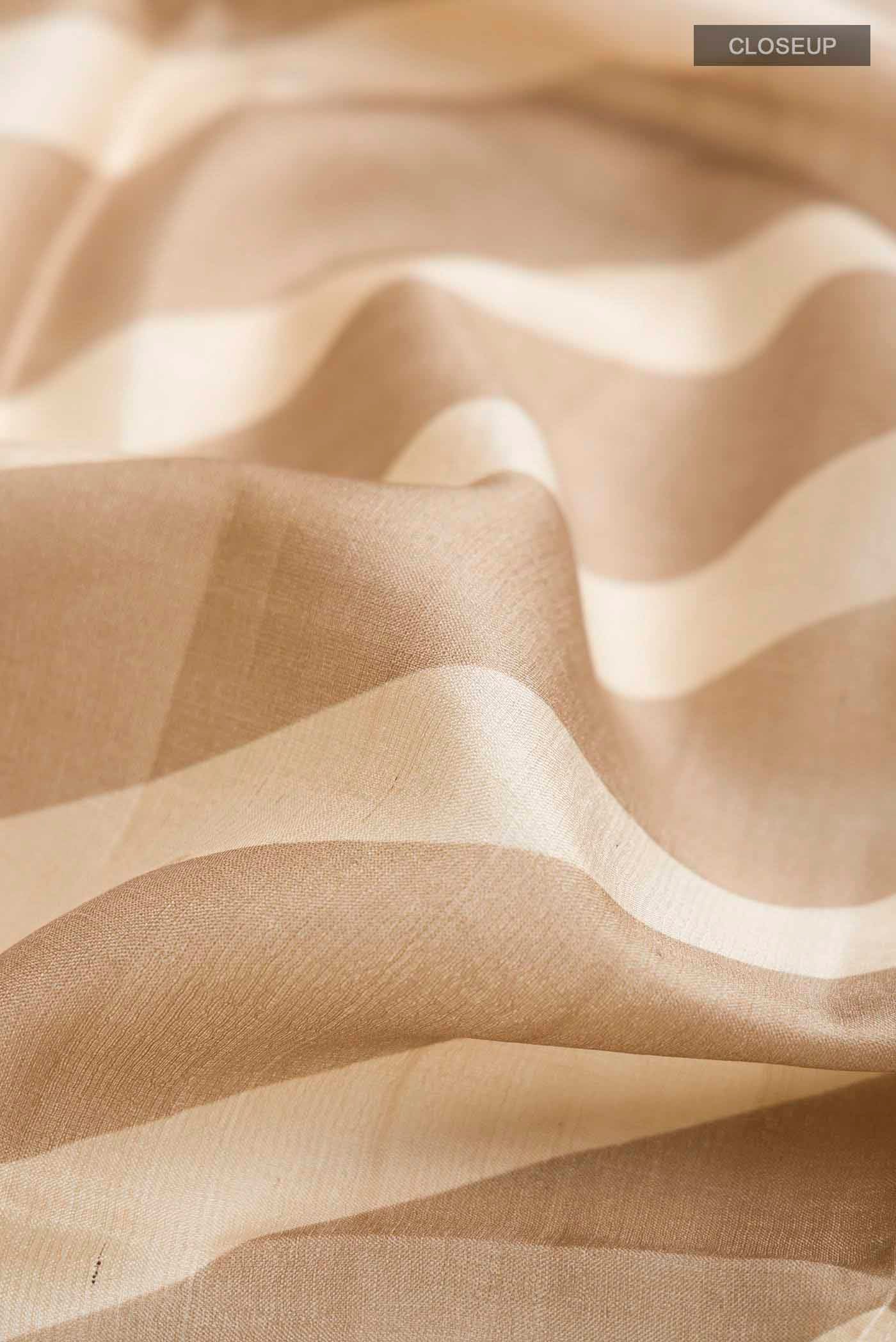 Beige Tussar Silk Saree - Image 2
