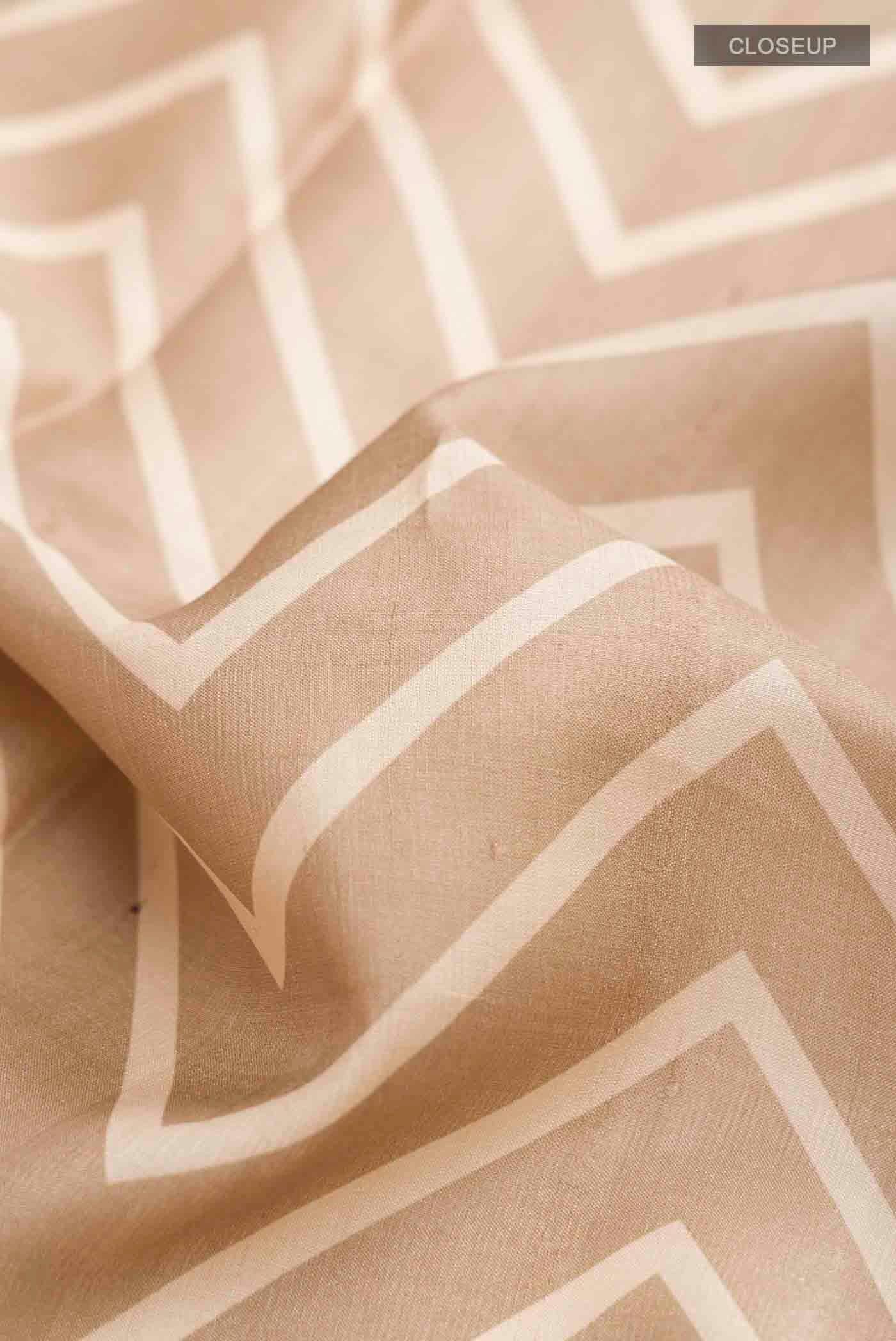Beige Tussar Silk Saree - Image 2