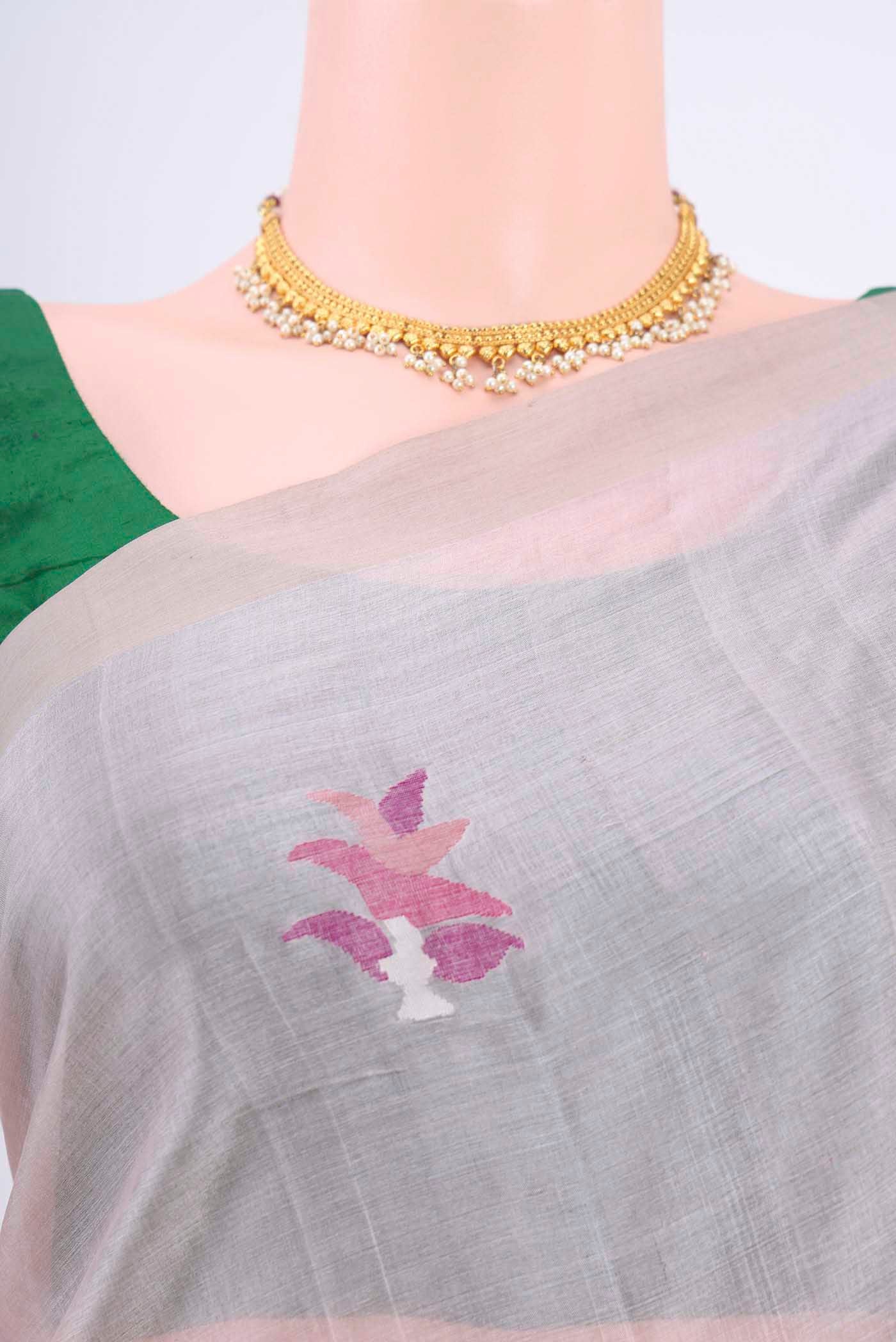 Beige Tussar Silk Saree - Image 2