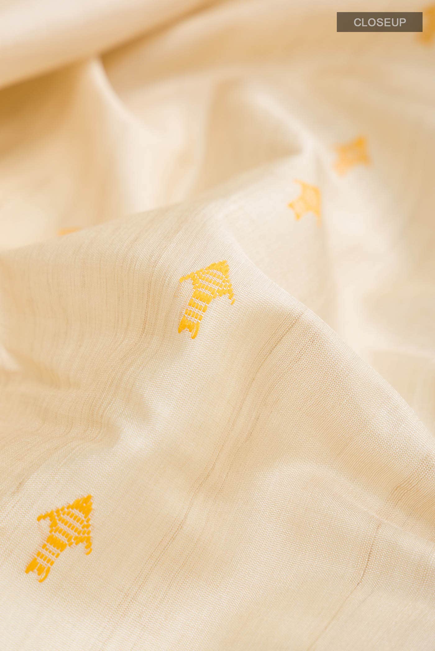 Beige Tussar Silk Saree - Image 3