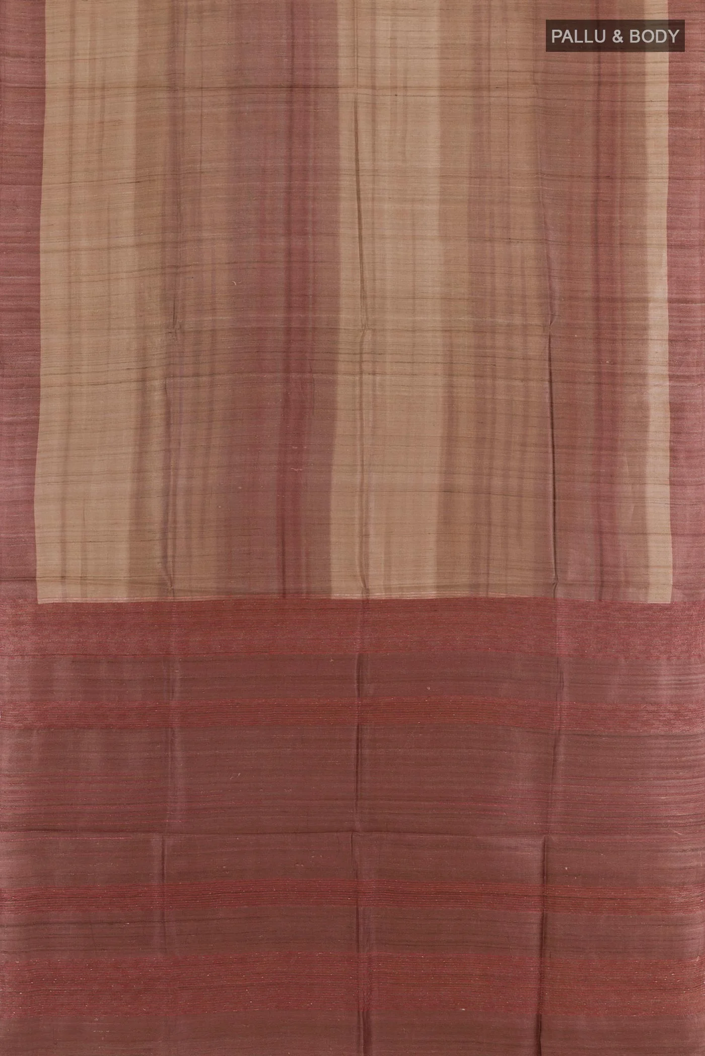 Beige Tussar Silk Saree - Image 3