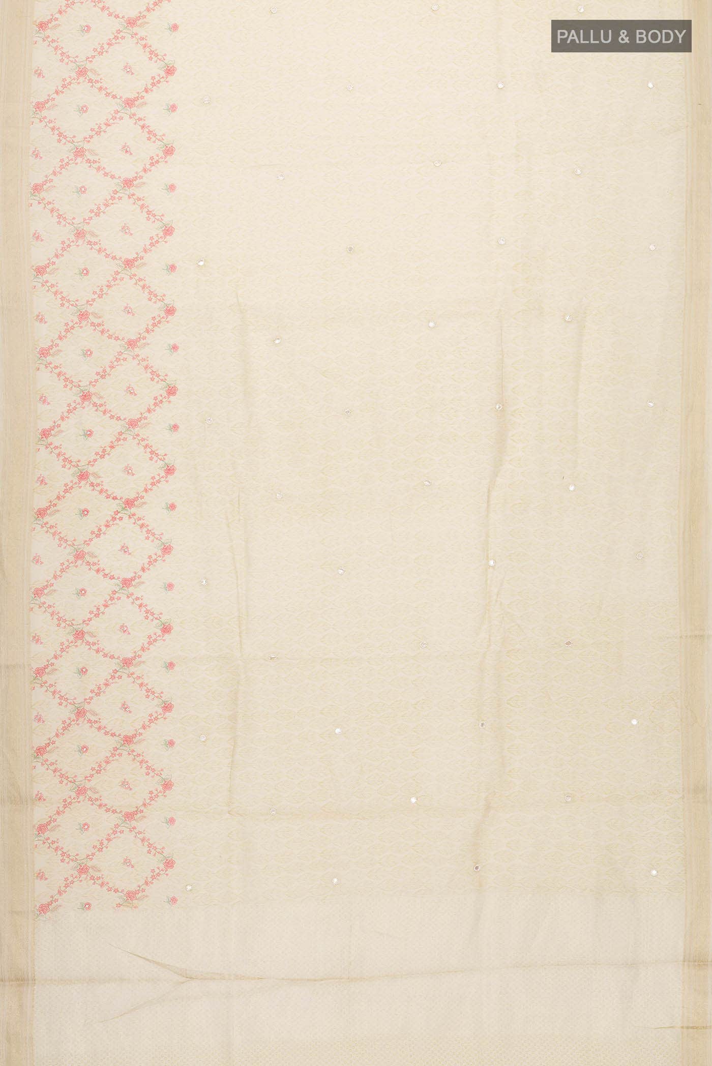 Beige Tussar Silk Saree - Image 3