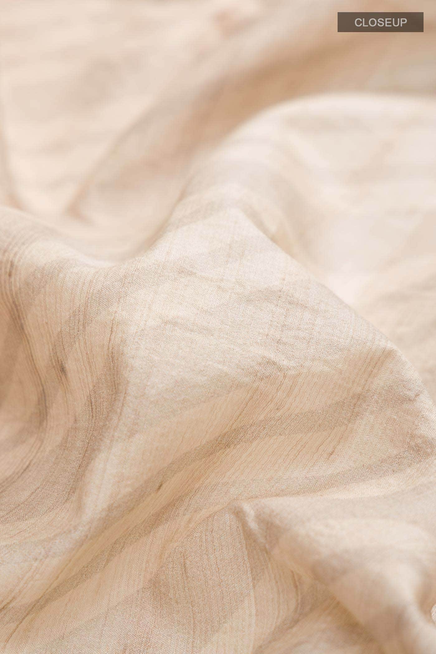 Beige Tussar Silk Saree - Image 3