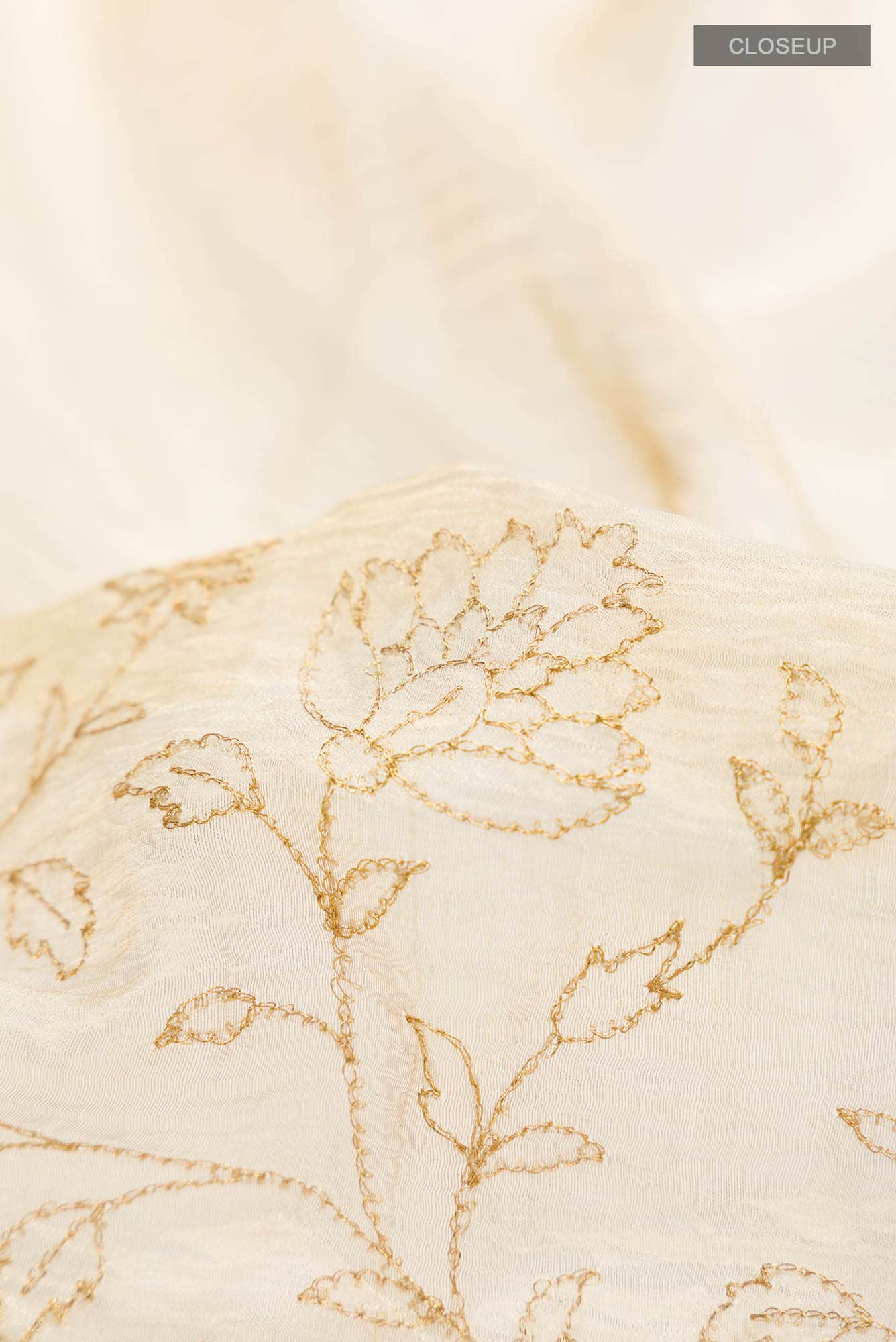 Beige Tussar Silk Saree - Image 3