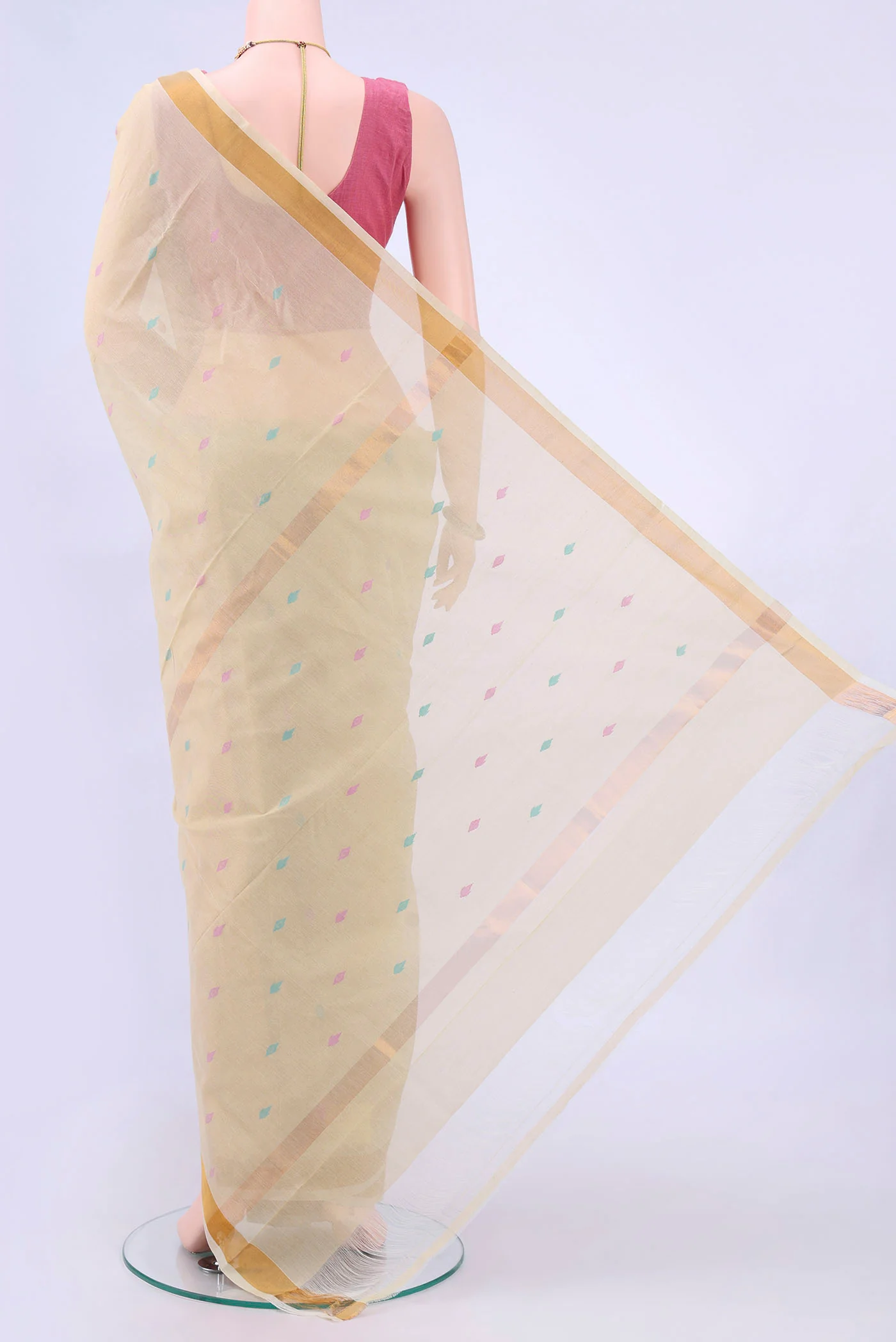 Beige Uppada Cotton Saree - Image 3