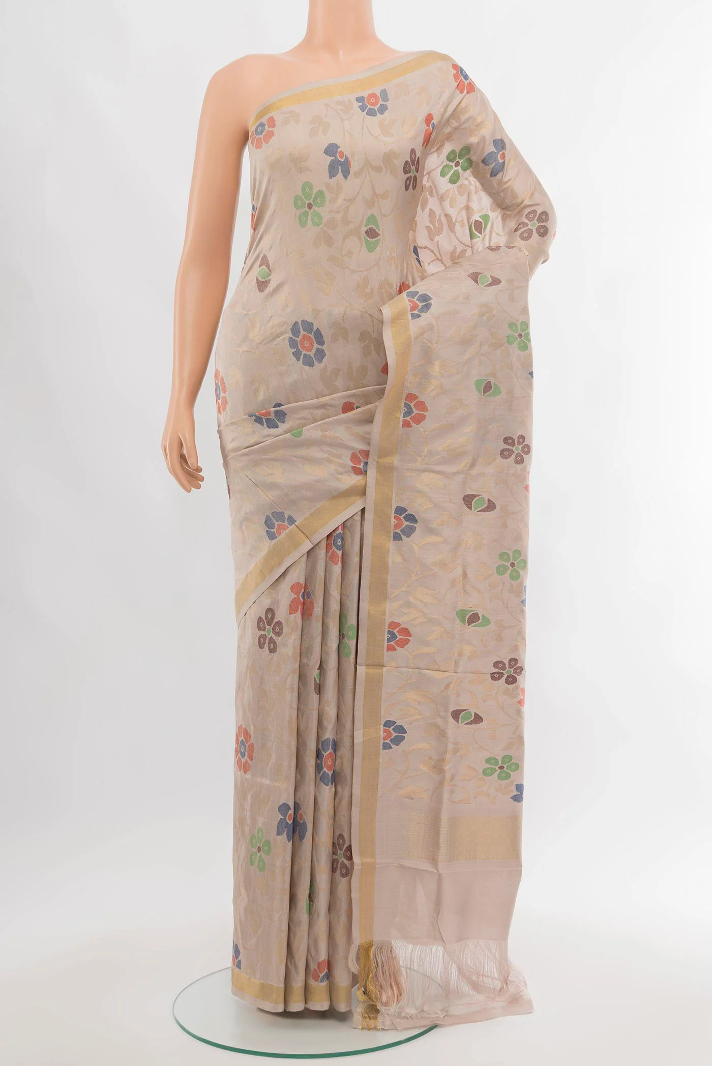 Pure Silk Pure Zari Beige Uppada Saree