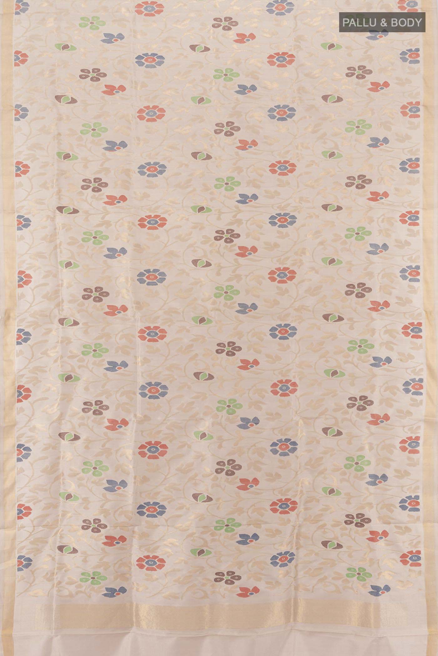 Pure Silk Pure Zari Beige Uppada Saree - Image 5
