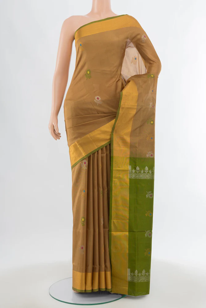 Dark Beige Uppada Silk Saree