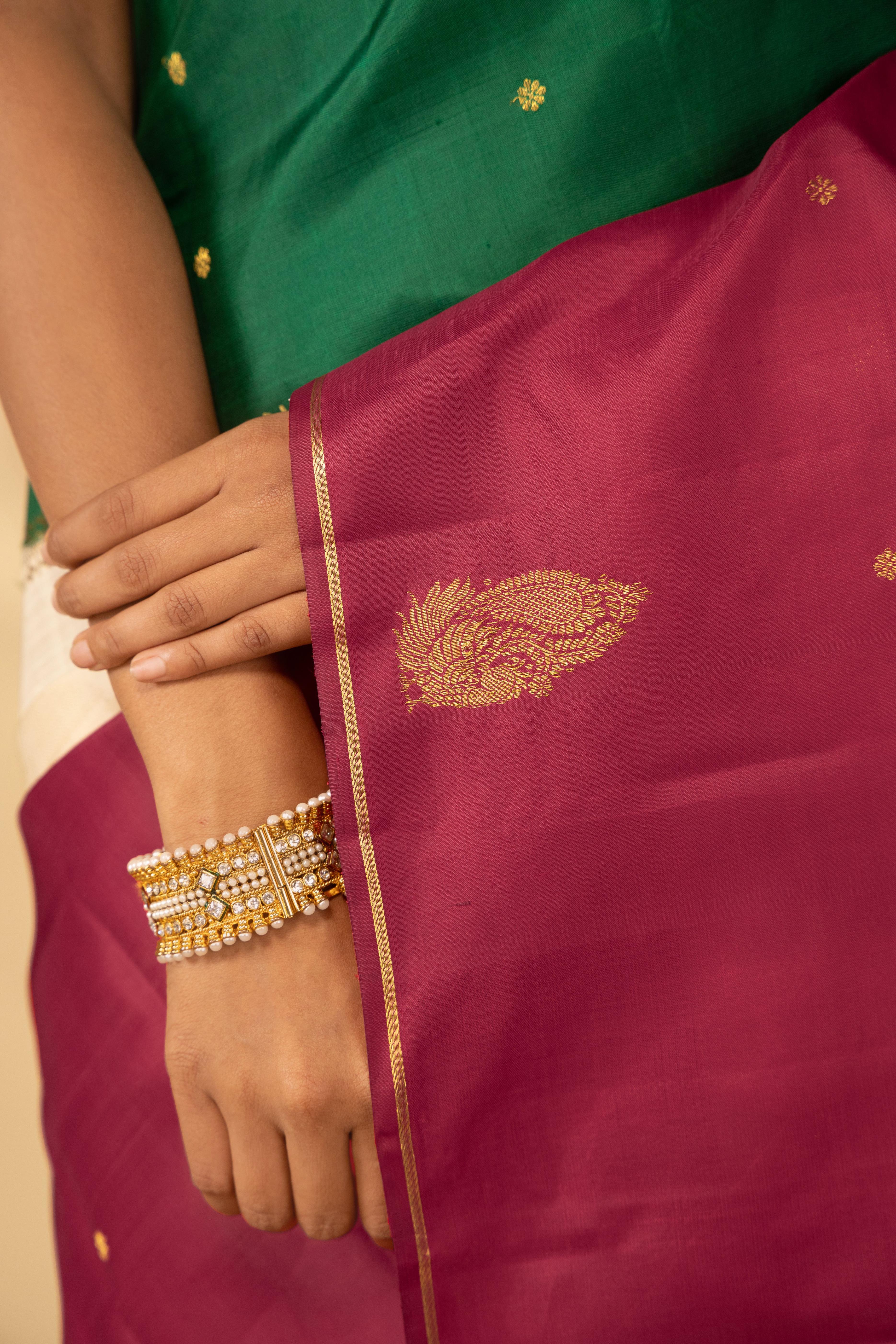 Bhagyamayil-Muppagam Kanchipuram Silk Saree - Image 4
